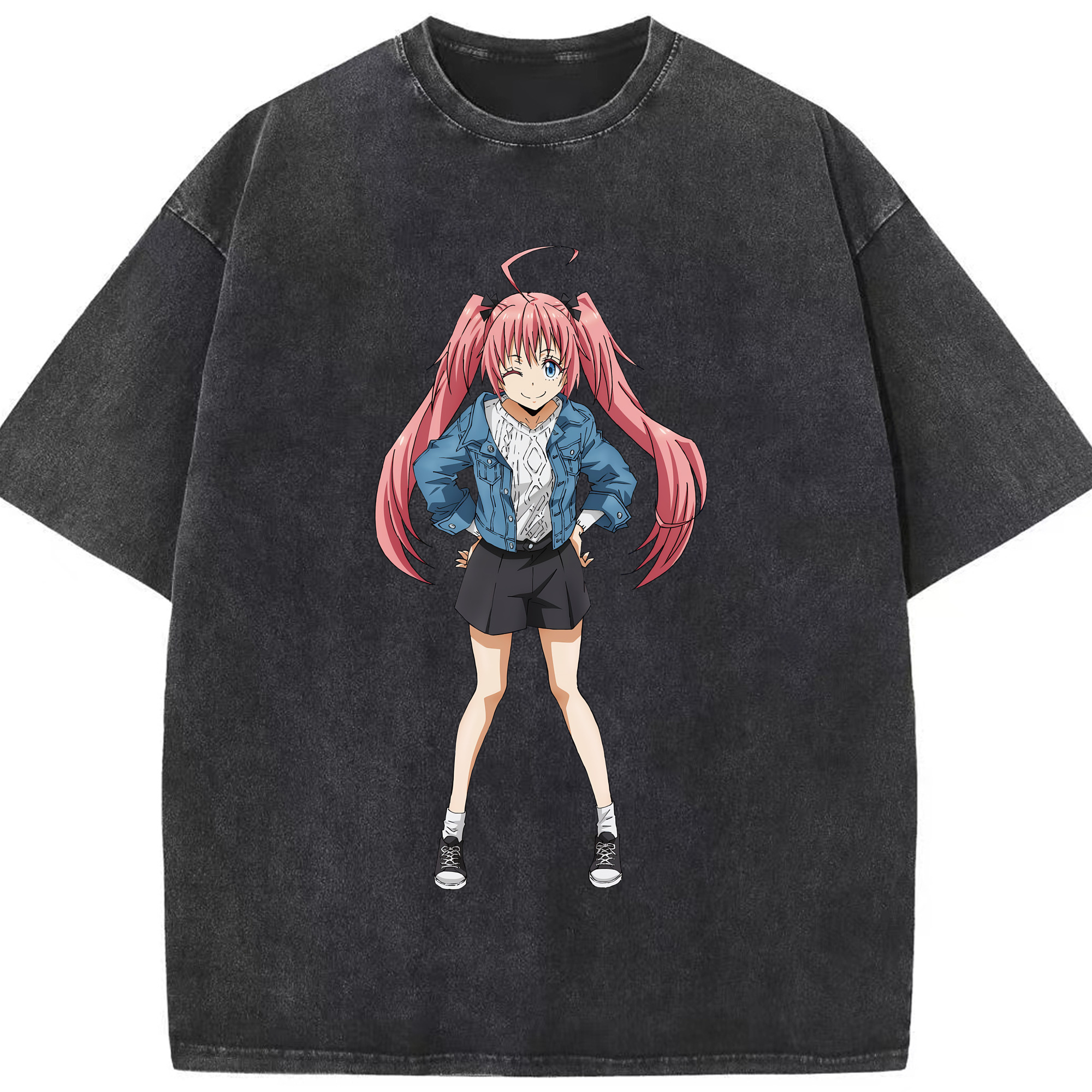 （画像用） 転スラ Regarding Reincarnated to Slime 綿100% ヴィンテージ風 半袖Tシャツ（フロントプリント）