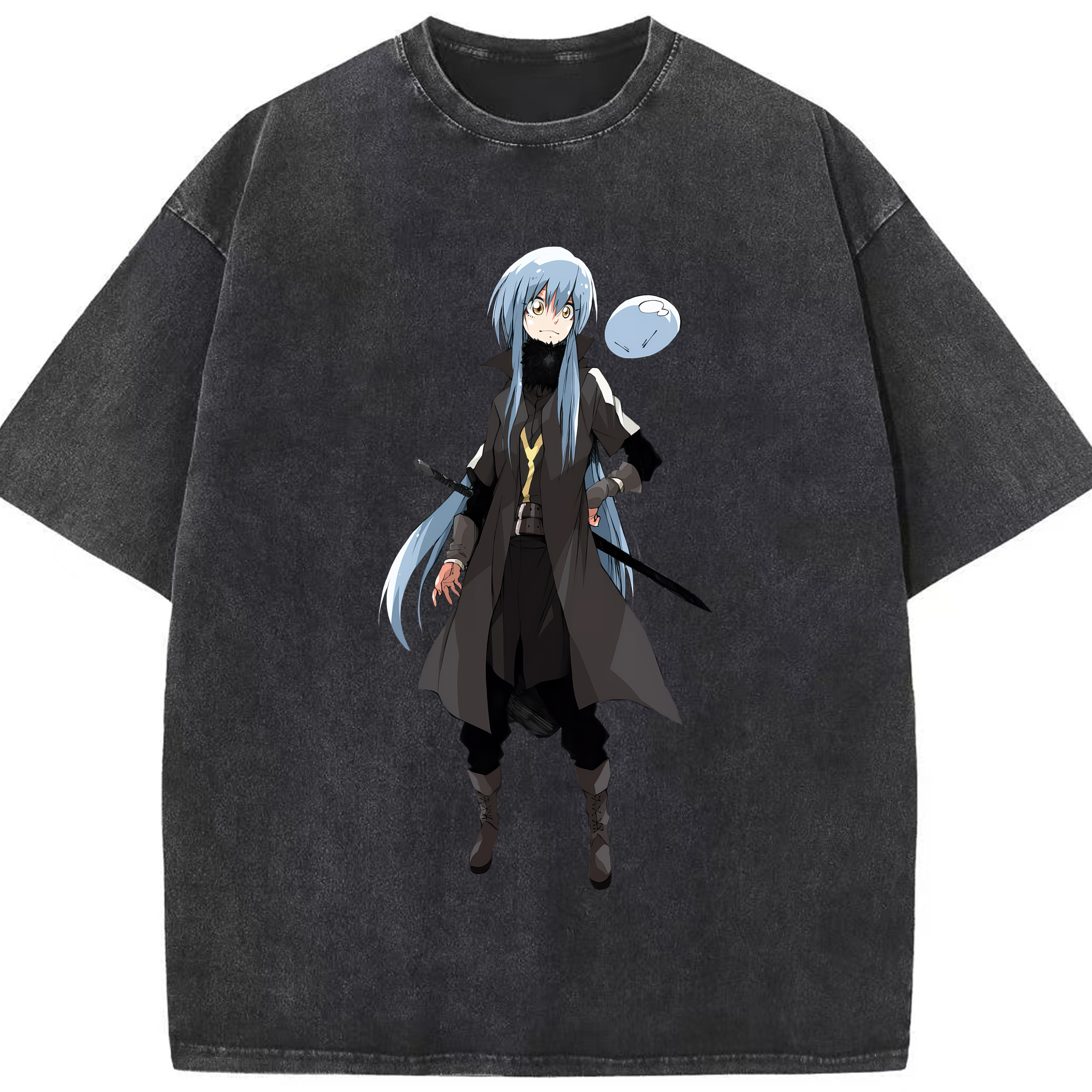 （画像用） 転スラ Regarding Reincarnated to Slime 綿100% ヴィンテージ風 半袖Tシャツ（フロントプリント）