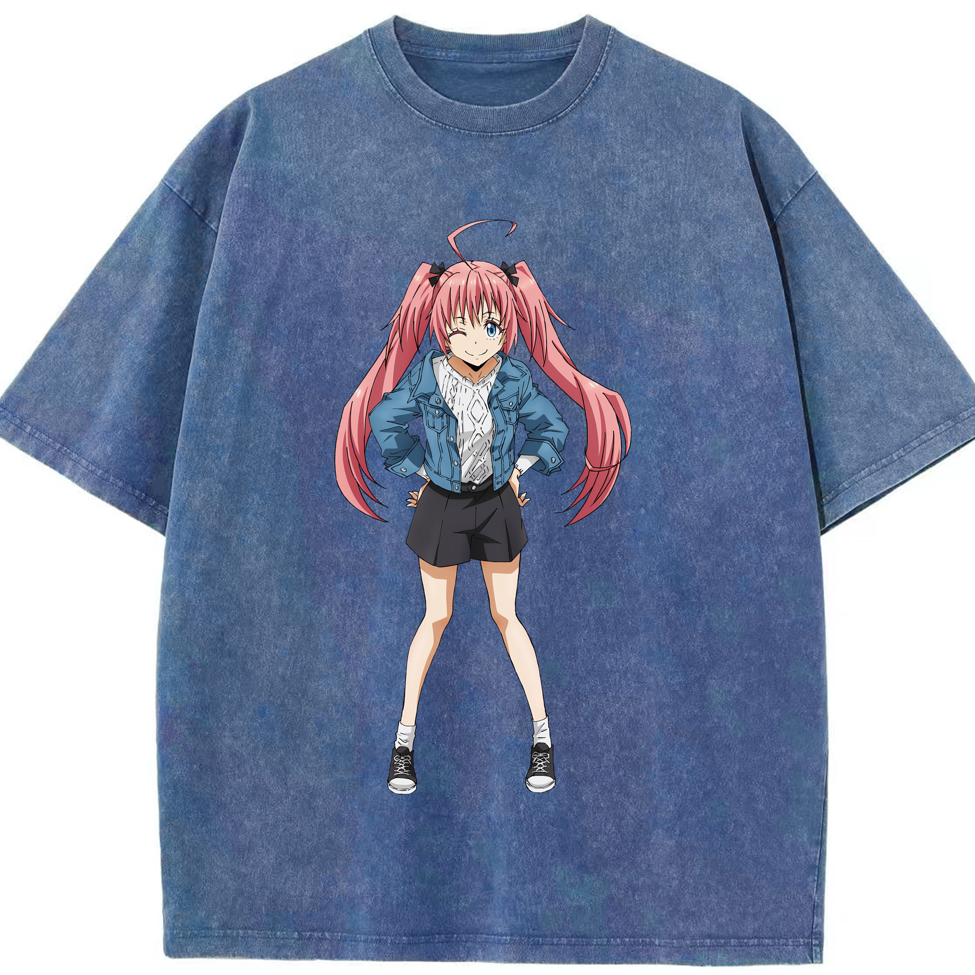 （画像用） 転スラ Regarding Reincarnated to Slime 綿100% ヴィンテージ風 半袖Tシャツ（フロントプリント）