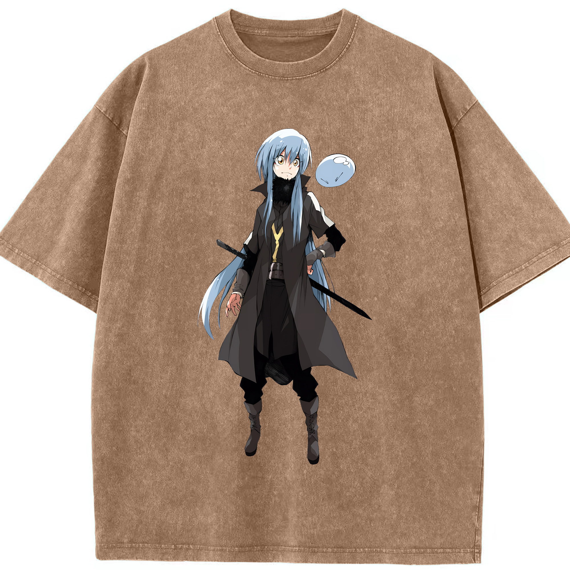 （画像用） 転スラ Regarding Reincarnated to Slime 綿100% ヴィンテージ風 半袖Tシャツ（フロントプリント）