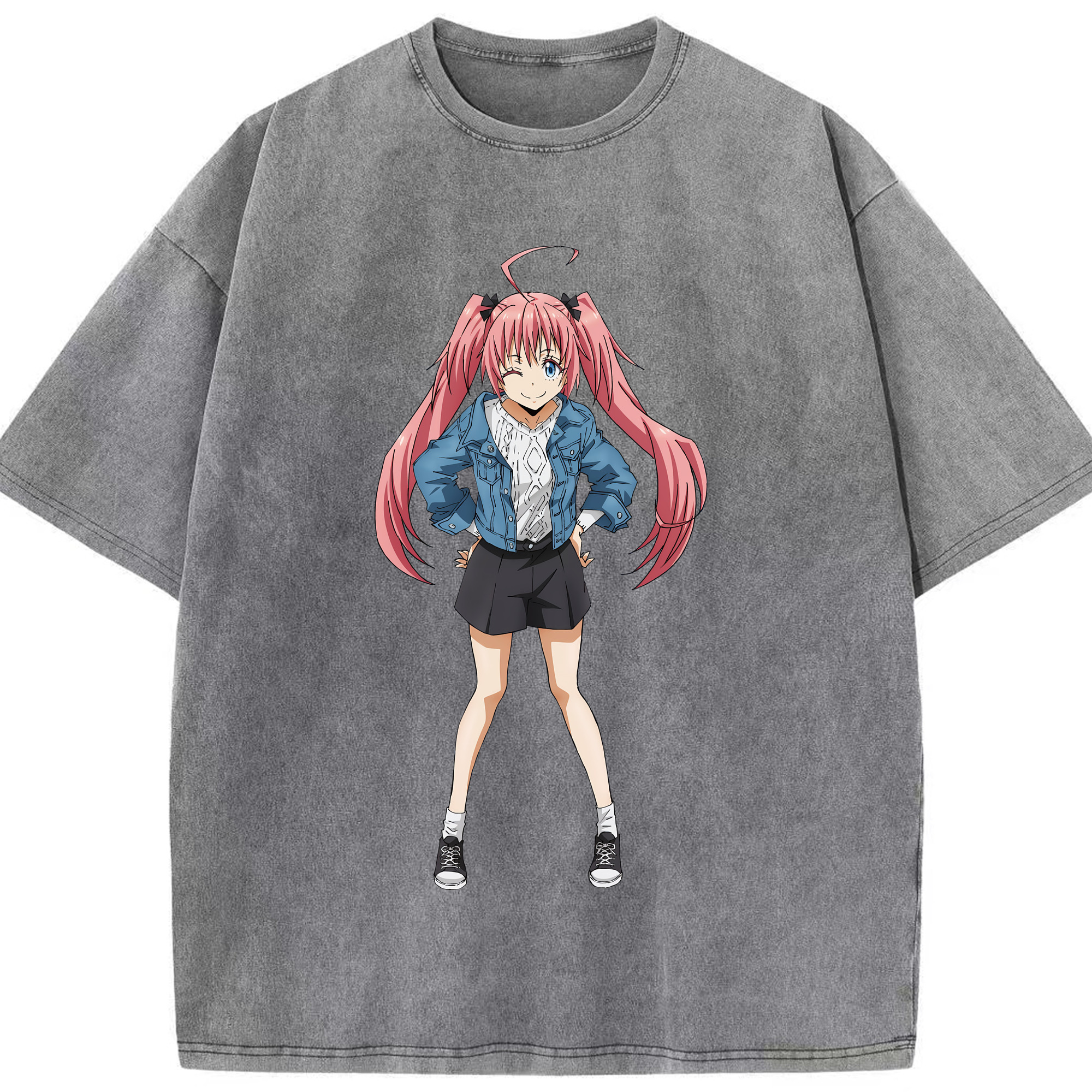 （画像用） 転スラ Regarding Reincarnated to Slime 綿100% ヴィンテージ風 半袖Tシャツ（フロントプリント）
