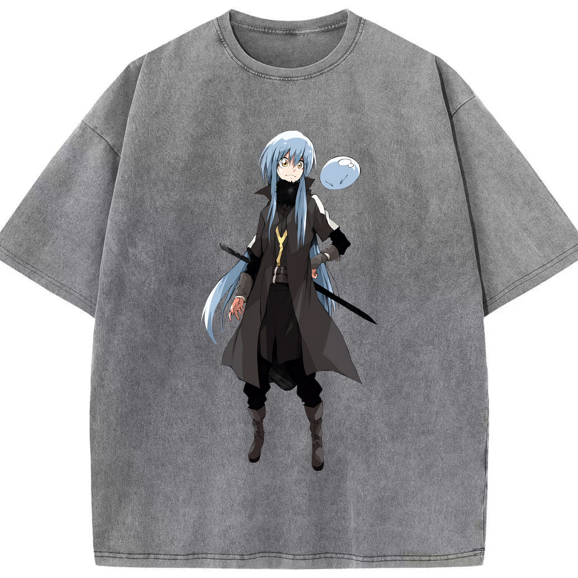 （画像用） 転スラ Regarding Reincarnated to Slime 綿100% ヴィンテージ風 半袖Tシャツ（フロントプリント）