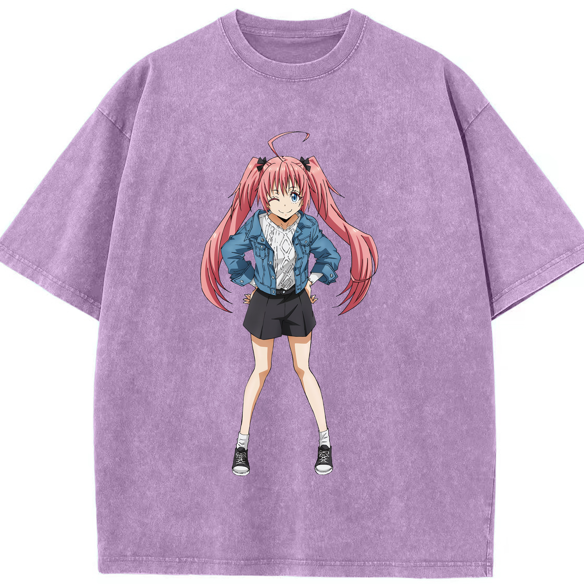 （画像用） 転スラ Regarding Reincarnated to Slime 綿100% ヴィンテージ風 半袖Tシャツ（フロントプリント）