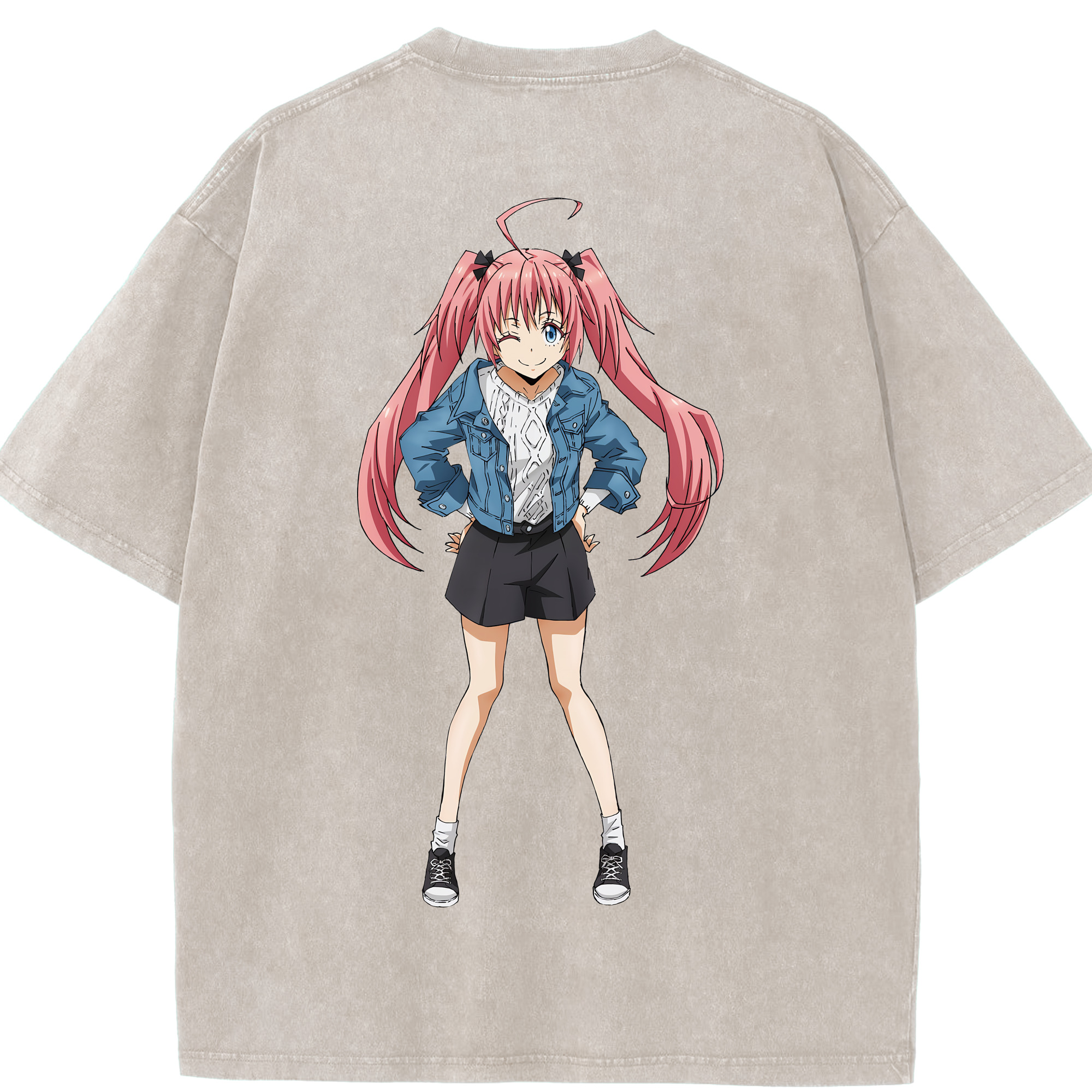 （画像用） 転スラ Regarding Reincarnated to Slime 綿100% ヴィンテージ風 半袖Tシャツ（背面プリント）