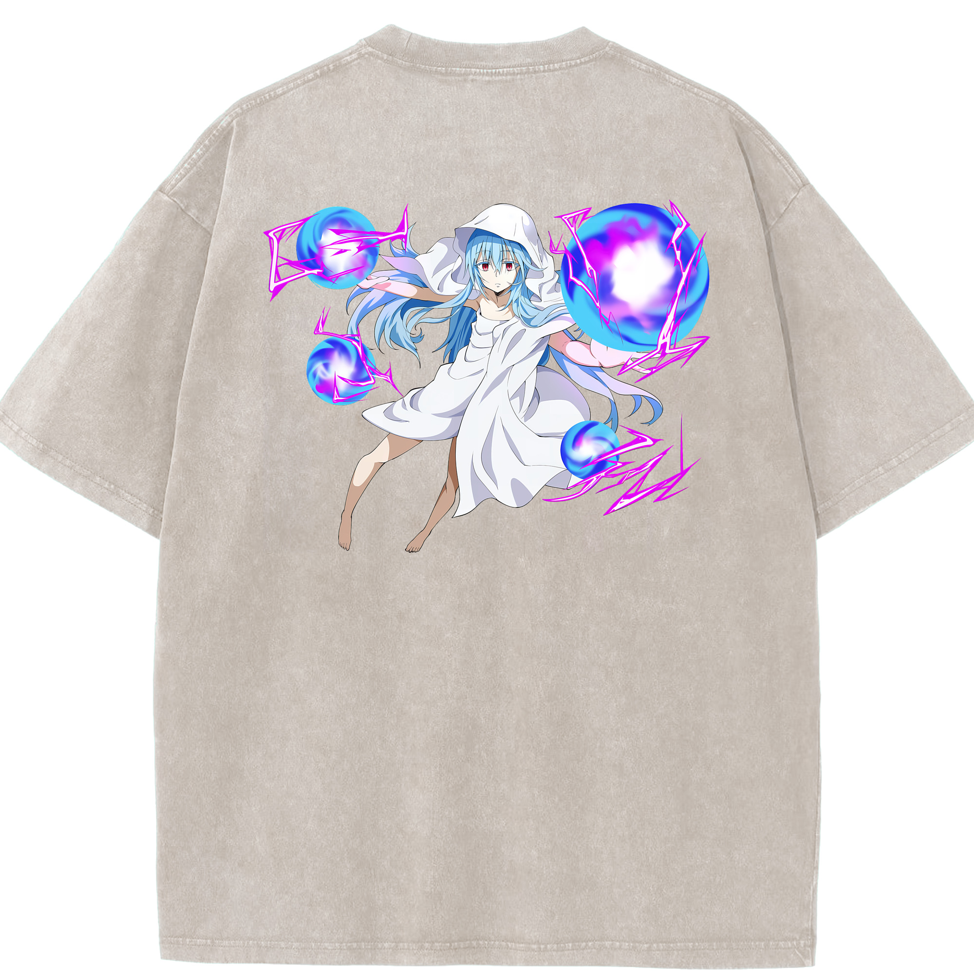 （画像用） 転スラ Regarding Reincarnated to Slime 綿100% ヴィンテージ風 半袖Tシャツ（背面プリント）