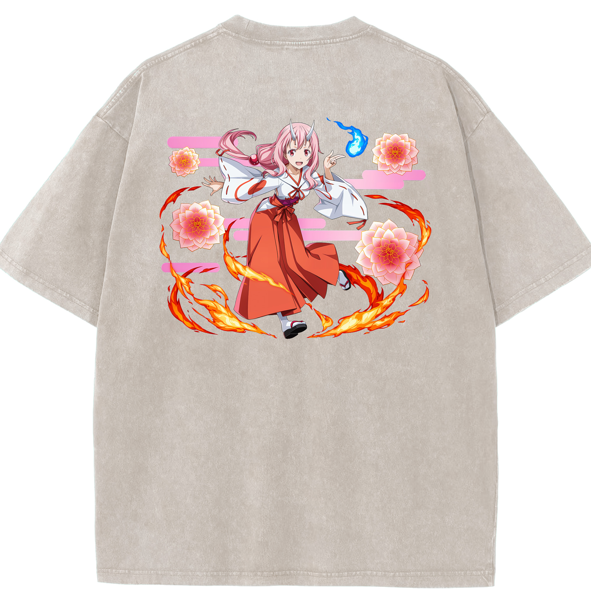 （画像用） 転スラ Regarding Reincarnated to Slime 綿100% ヴィンテージ風 半袖Tシャツ（背面プリント）