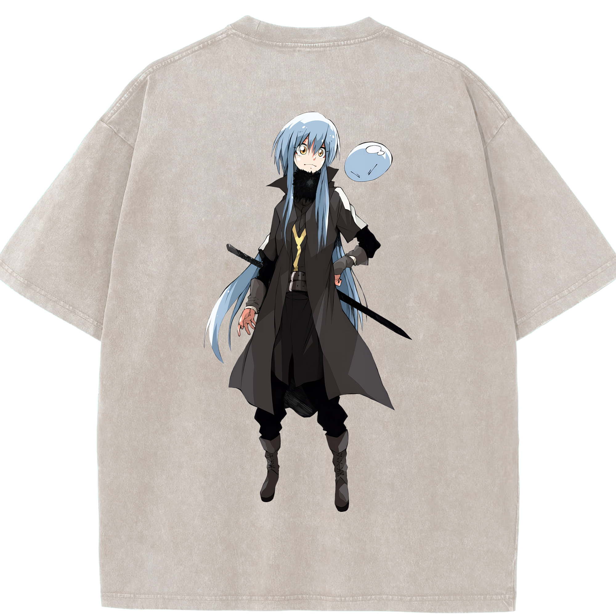 （画像用） 転スラ Regarding Reincarnated to Slime 綿100% ヴィンテージ風 半袖Tシャツ（背面プリント）
