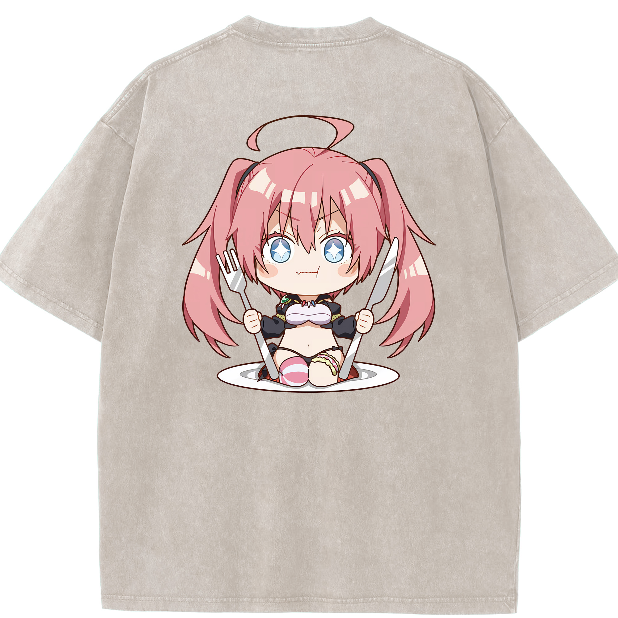 （画像用） 転スラ Regarding Reincarnated to Slime 綿100% ヴィンテージ風 半袖Tシャツ（背面プリント）