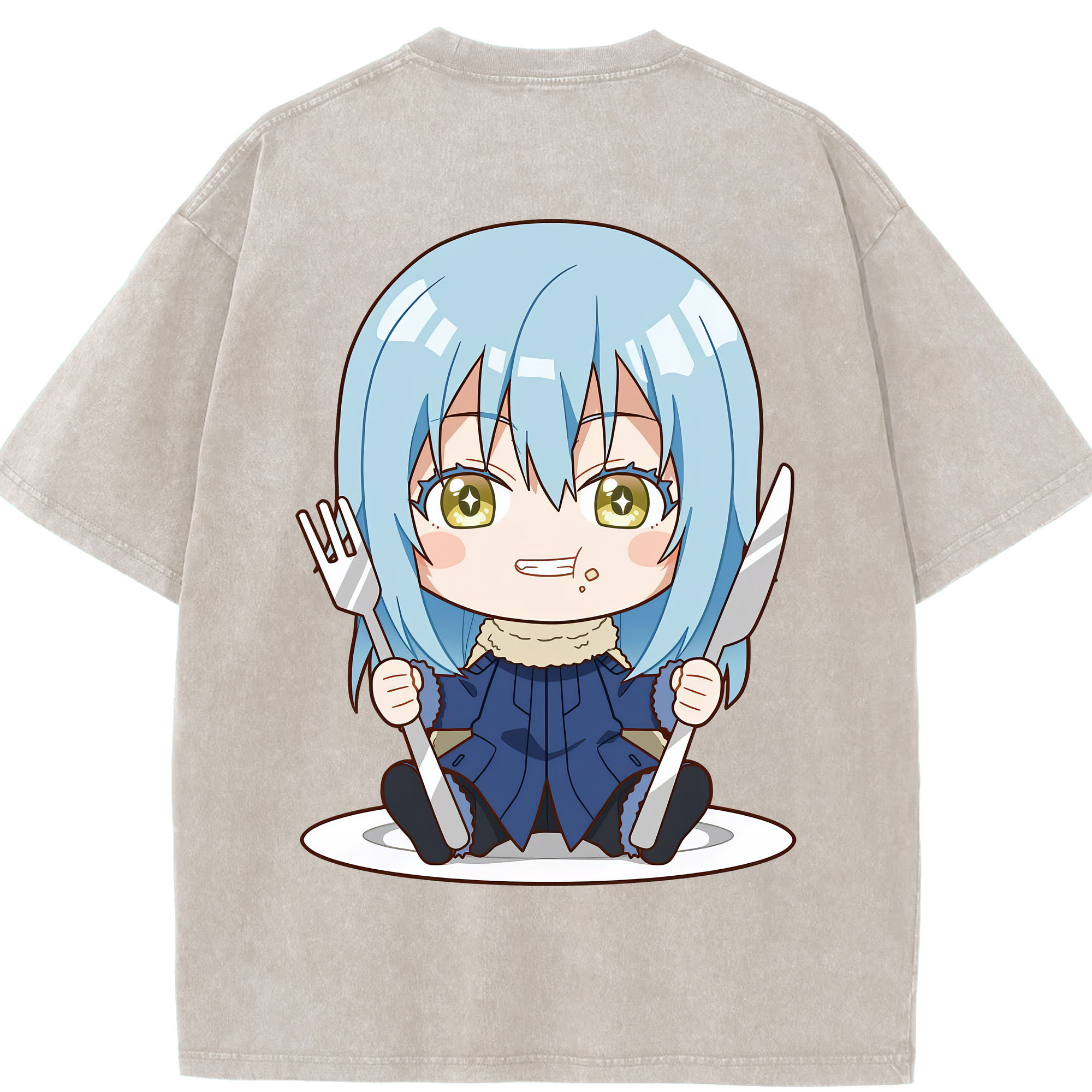 （画像用） 転スラ Regarding Reincarnated to Slime 綿100% ヴィンテージ風 半袖Tシャツ（背面プリント）