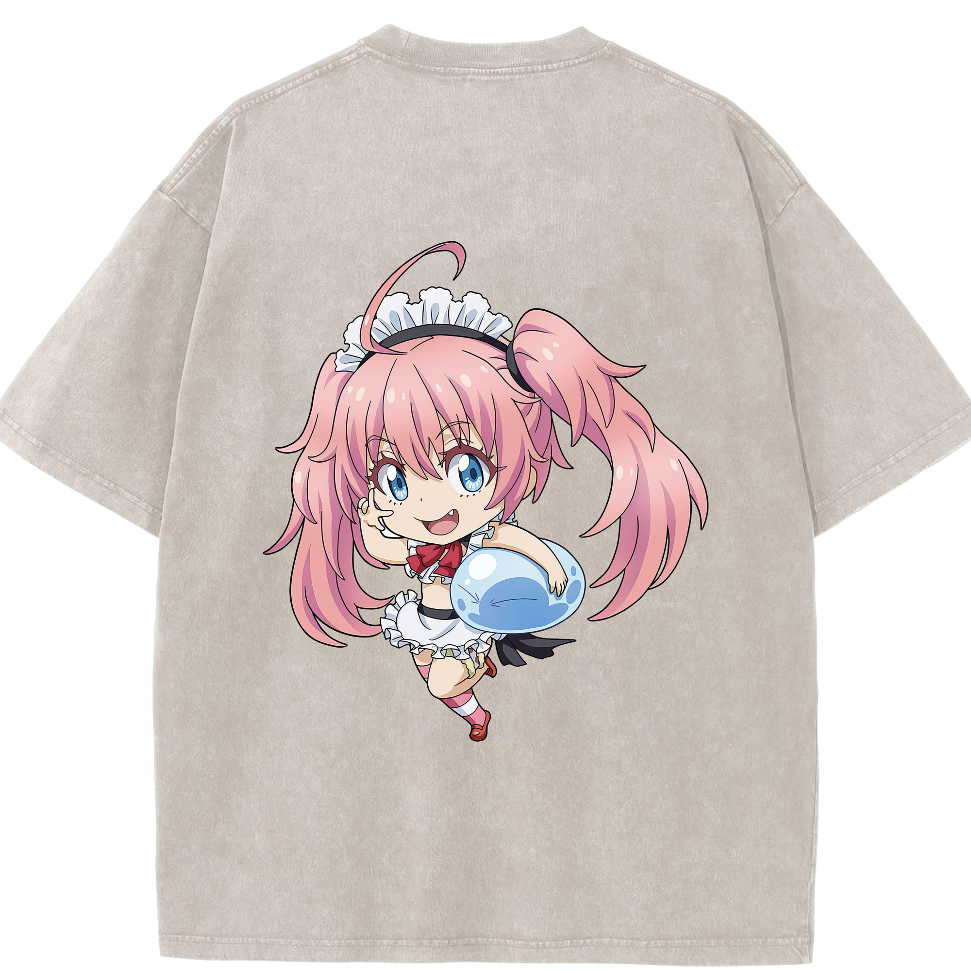 （画像用） 転スラ Regarding Reincarnated to Slime 綿100% ヴィンテージ風 半袖Tシャツ（背面プリント）