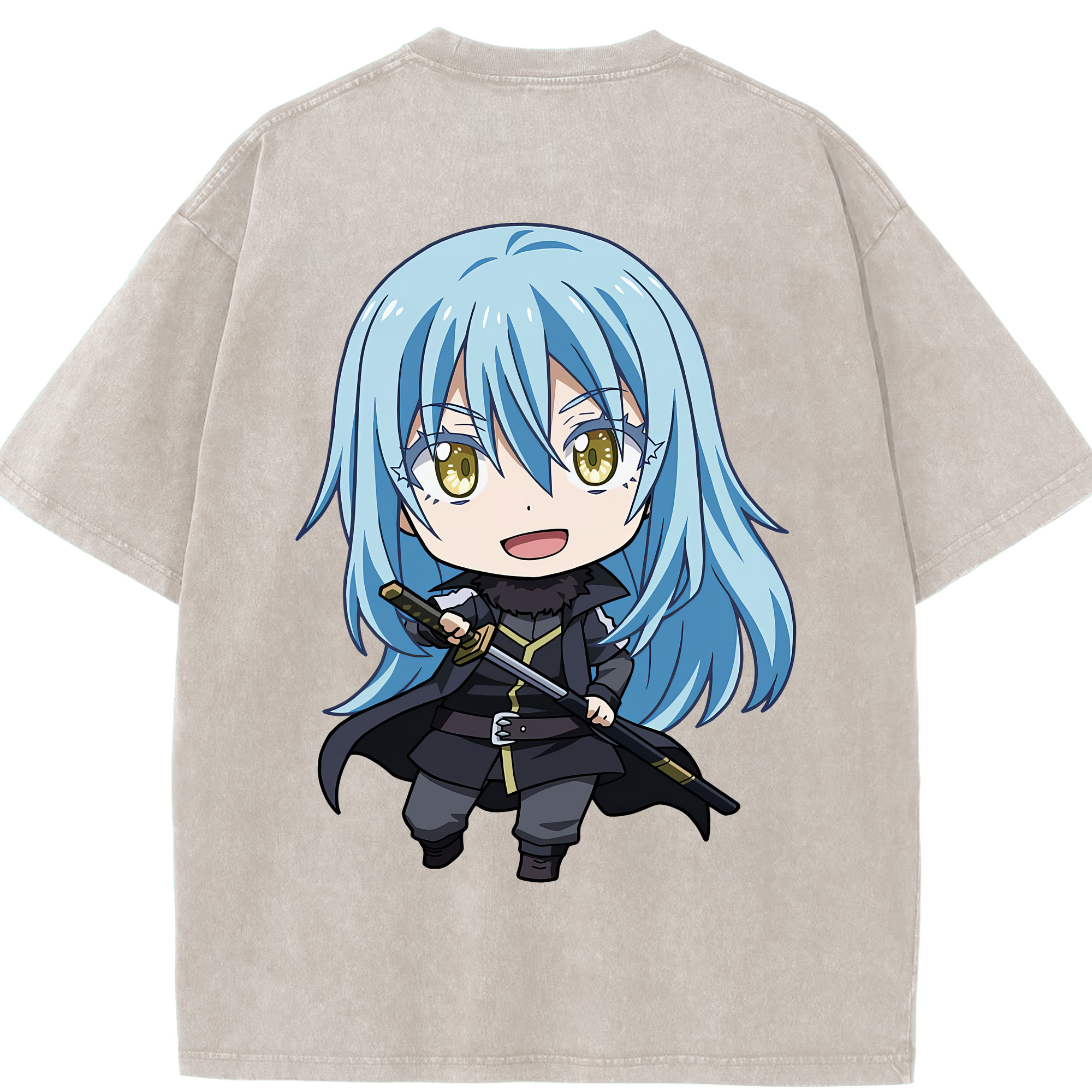 （画像用） 転スラ Regarding Reincarnated to Slime 綿100% ヴィンテージ風 半袖Tシャツ（背面プリント）