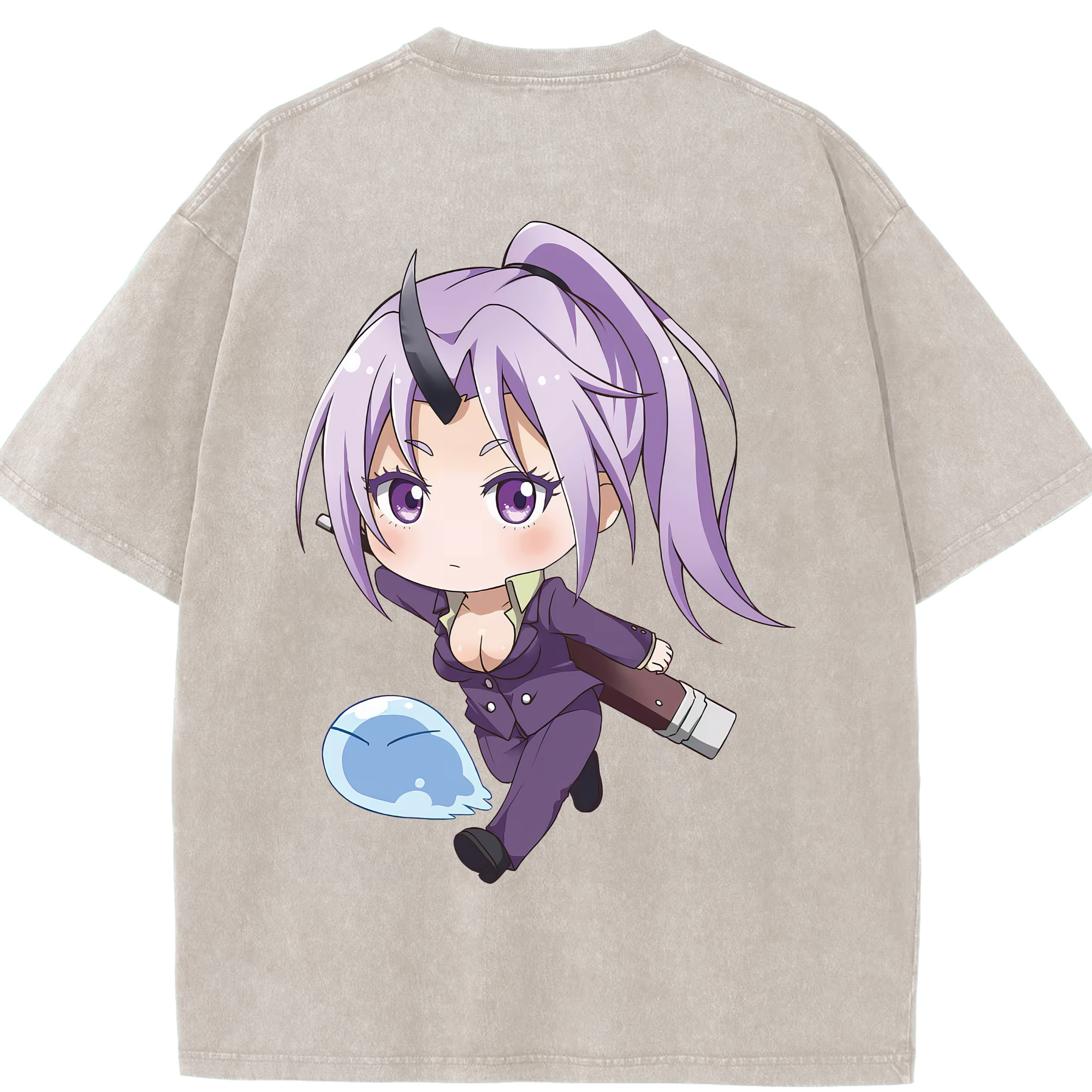 （画像用） 転スラ Regarding Reincarnated to Slime 綿100% ヴィンテージ風 半袖Tシャツ（背面プリント）