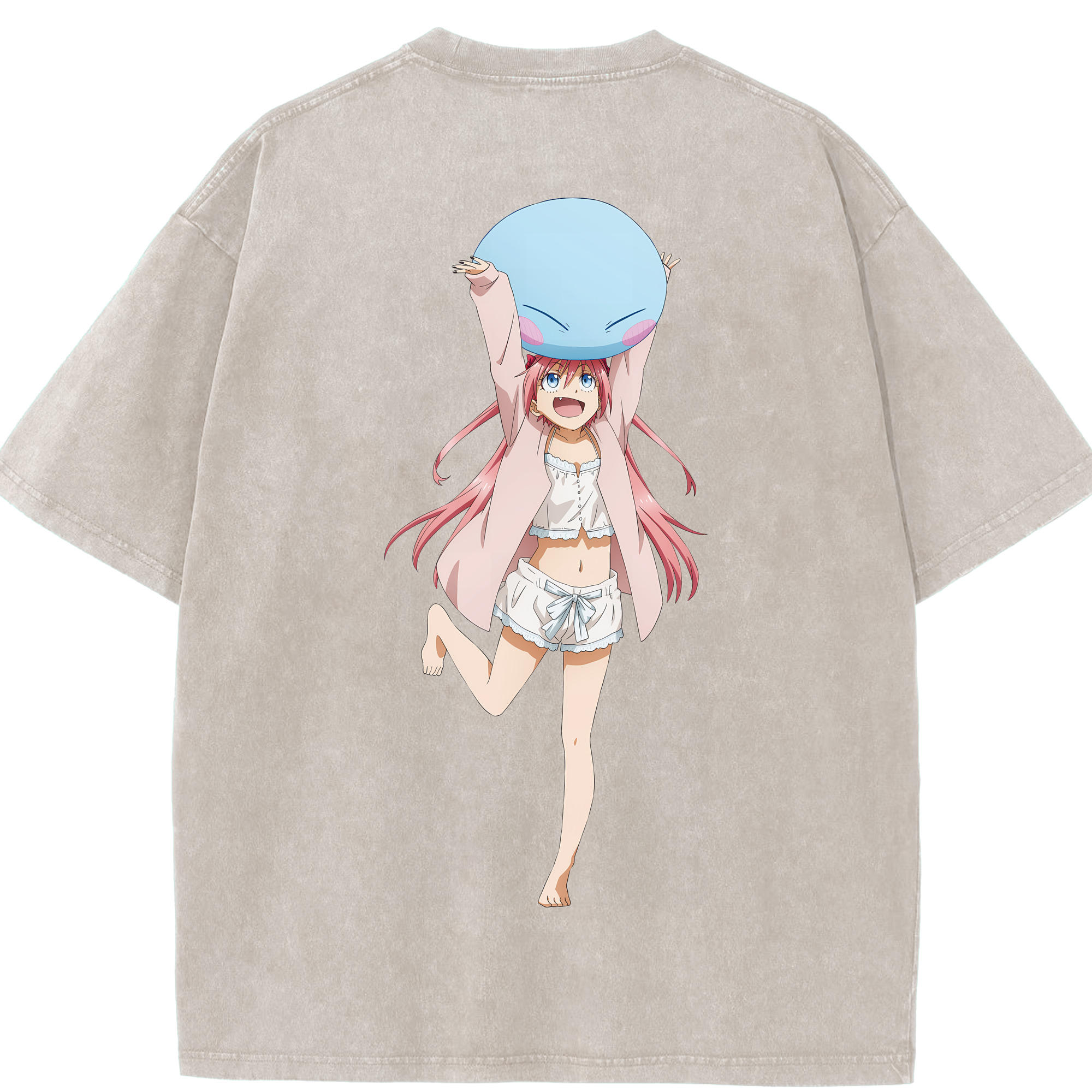 （画像用） 転スラ Regarding Reincarnated to Slime 綿100% ヴィンテージ風 半袖Tシャツ（背面プリント）