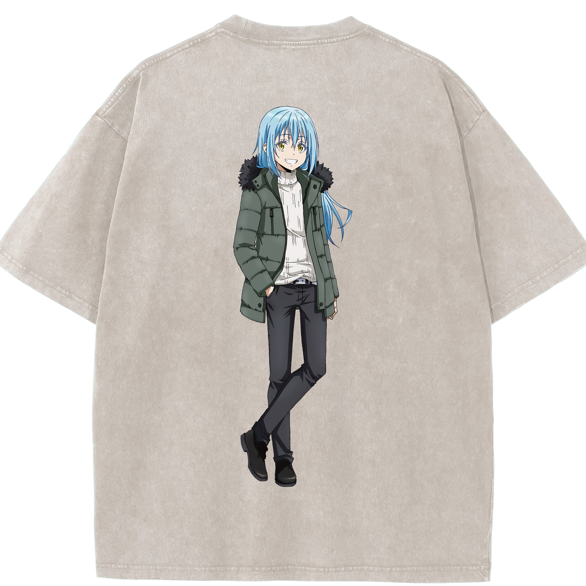 （画像用） 転スラ Regarding Reincarnated to Slime 綿100% ヴィンテージ風 半袖Tシャツ（背面プリント）