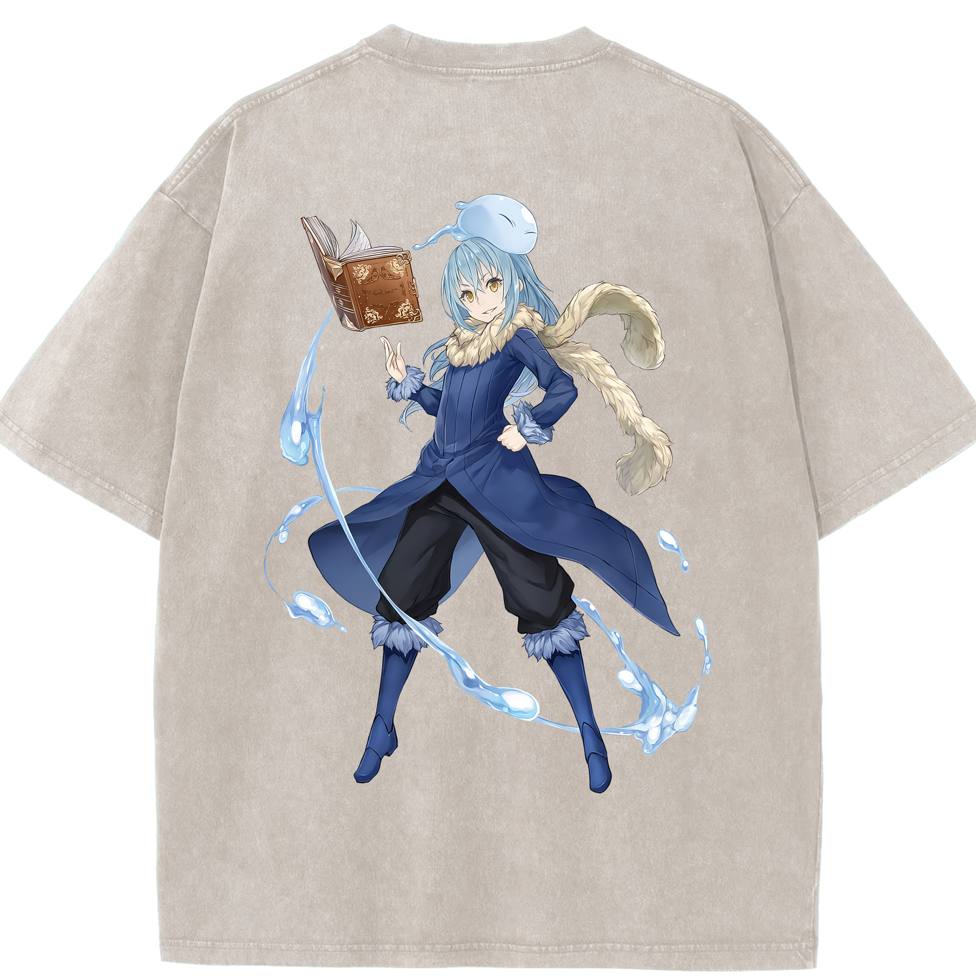 （画像用） 転スラ Regarding Reincarnated to Slime 綿100% ヴィンテージ風 半袖Tシャツ（背面プリント）