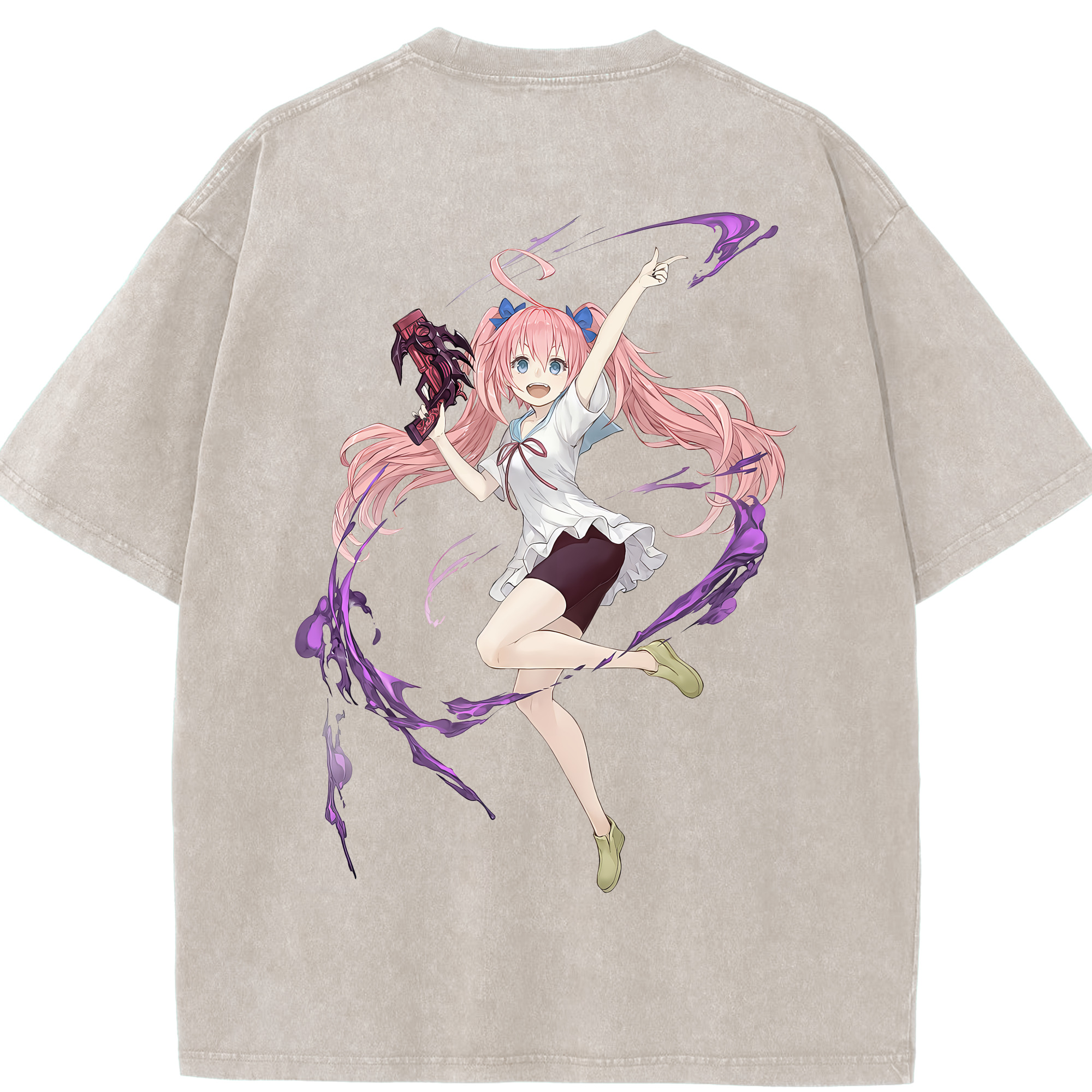 （画像用） 転スラ Regarding Reincarnated to Slime 綿100% ヴィンテージ風 半袖Tシャツ（背面プリント）