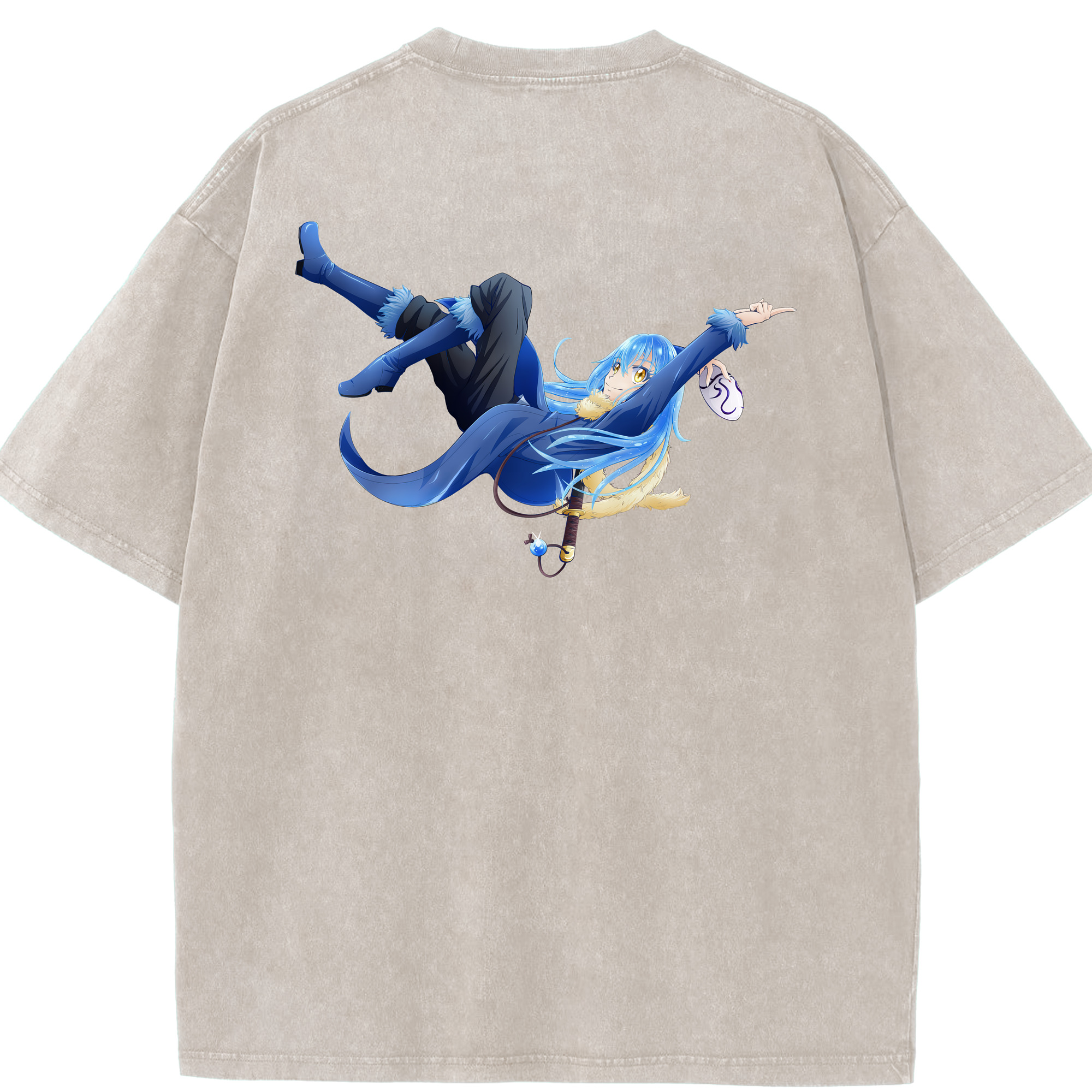 （画像用） 転スラ Regarding Reincarnated to Slime 綿100% ヴィンテージ風 半袖Tシャツ（背面プリント）