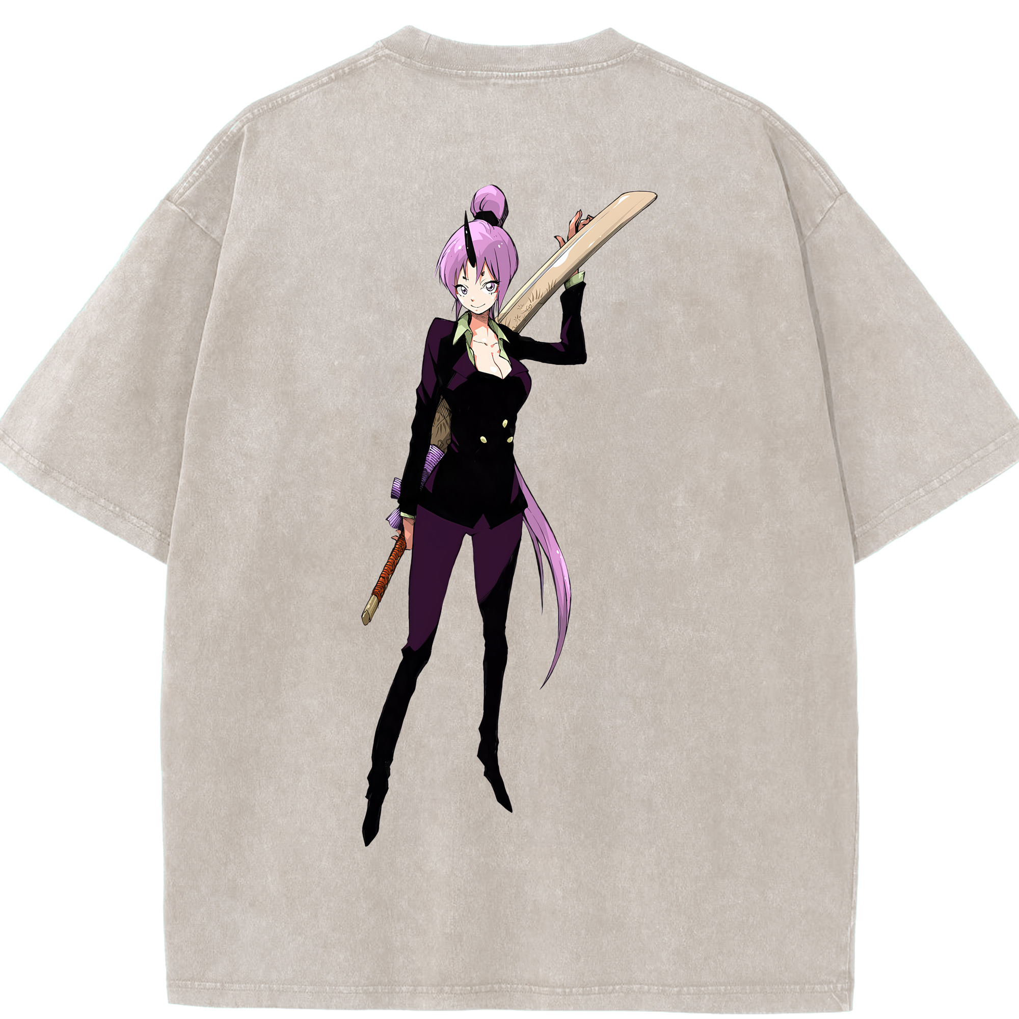 （画像用） 転スラ Regarding Reincarnated to Slime 綿100% ヴィンテージ風 半袖Tシャツ（背面プリント）