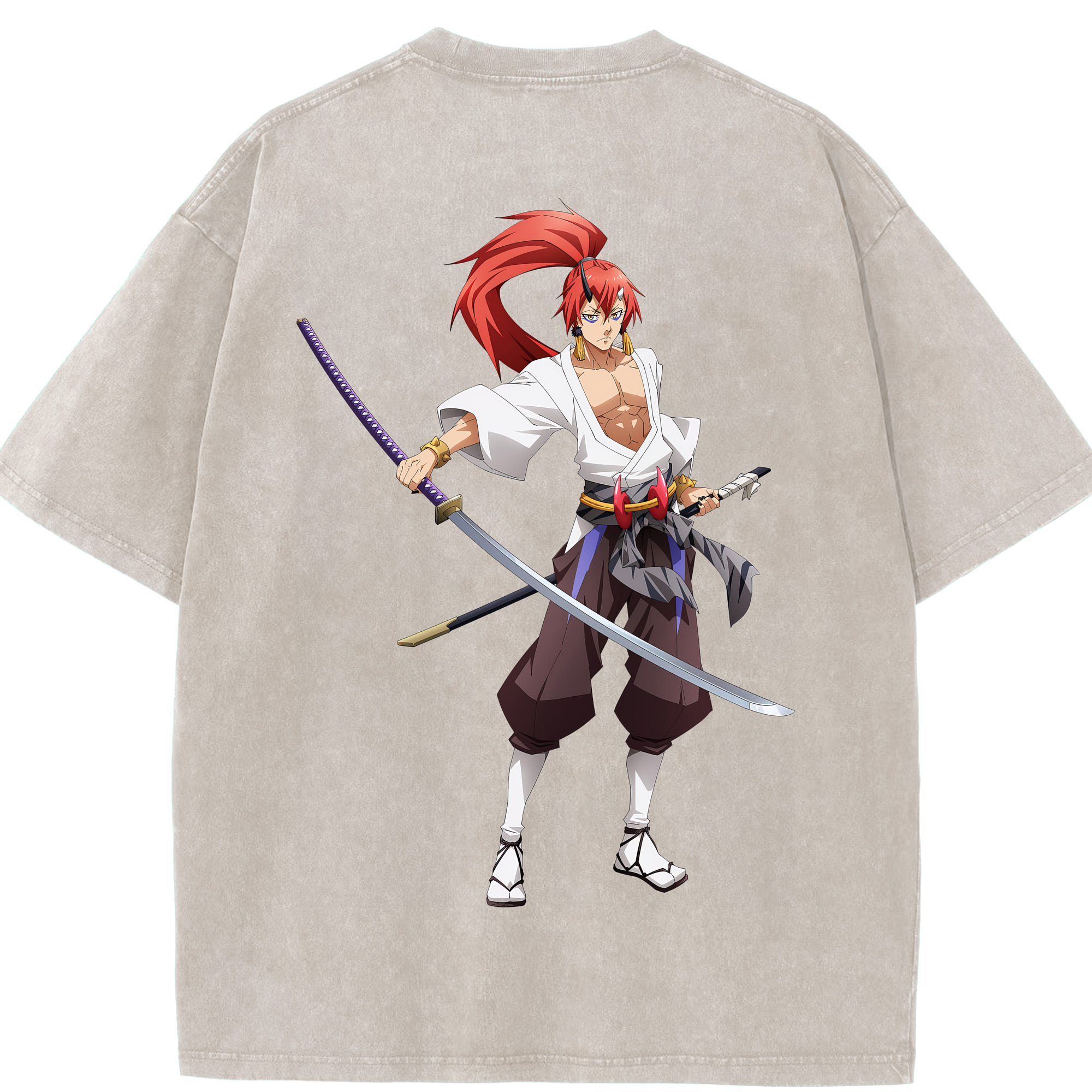 （画像用） 転スラ Regarding Reincarnated to Slime 綿100% ヴィンテージ風 半袖Tシャツ（背面プリント）