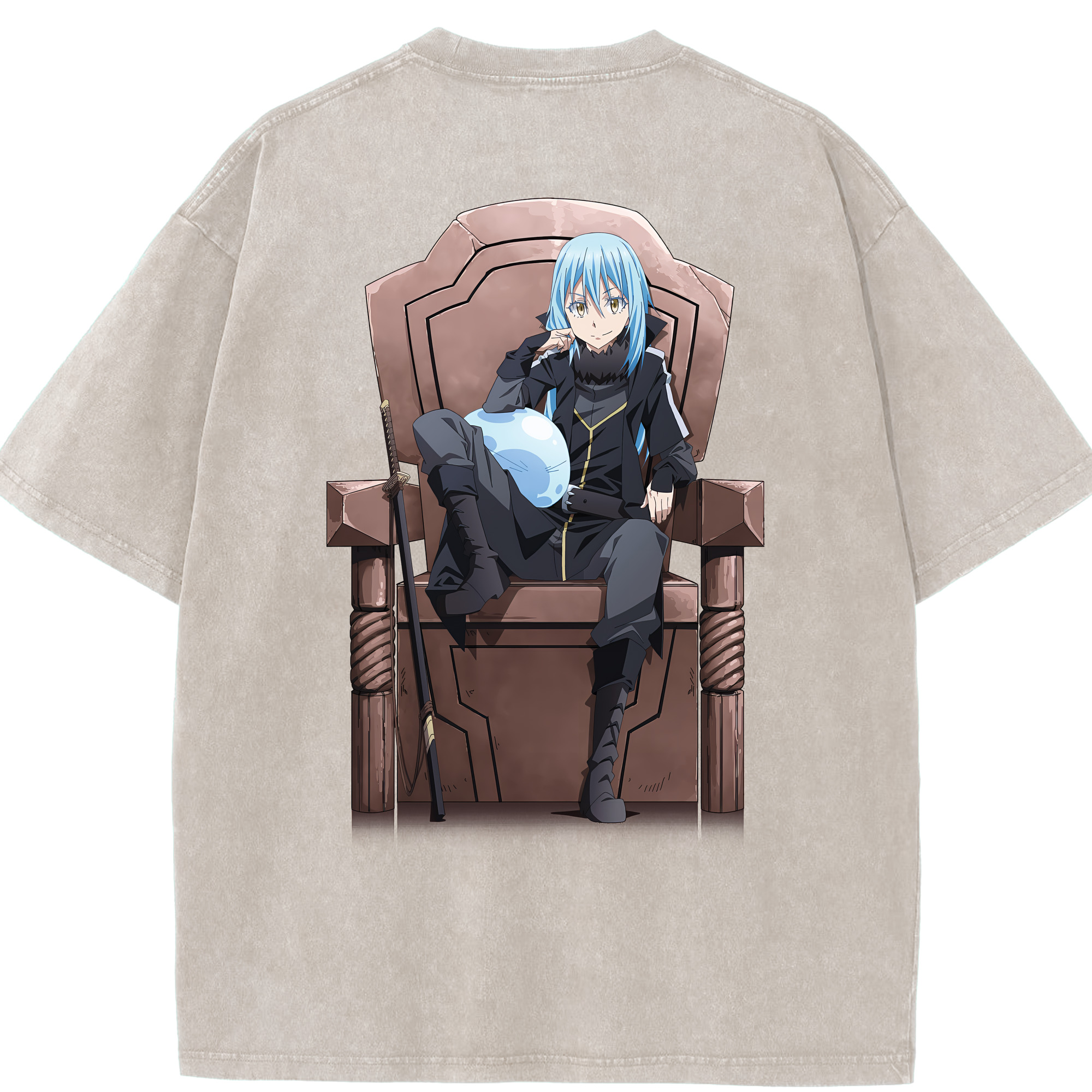 （画像用） 転スラ Regarding Reincarnated to Slime 綿100% ヴィンテージ風 半袖Tシャツ（背面プリント）