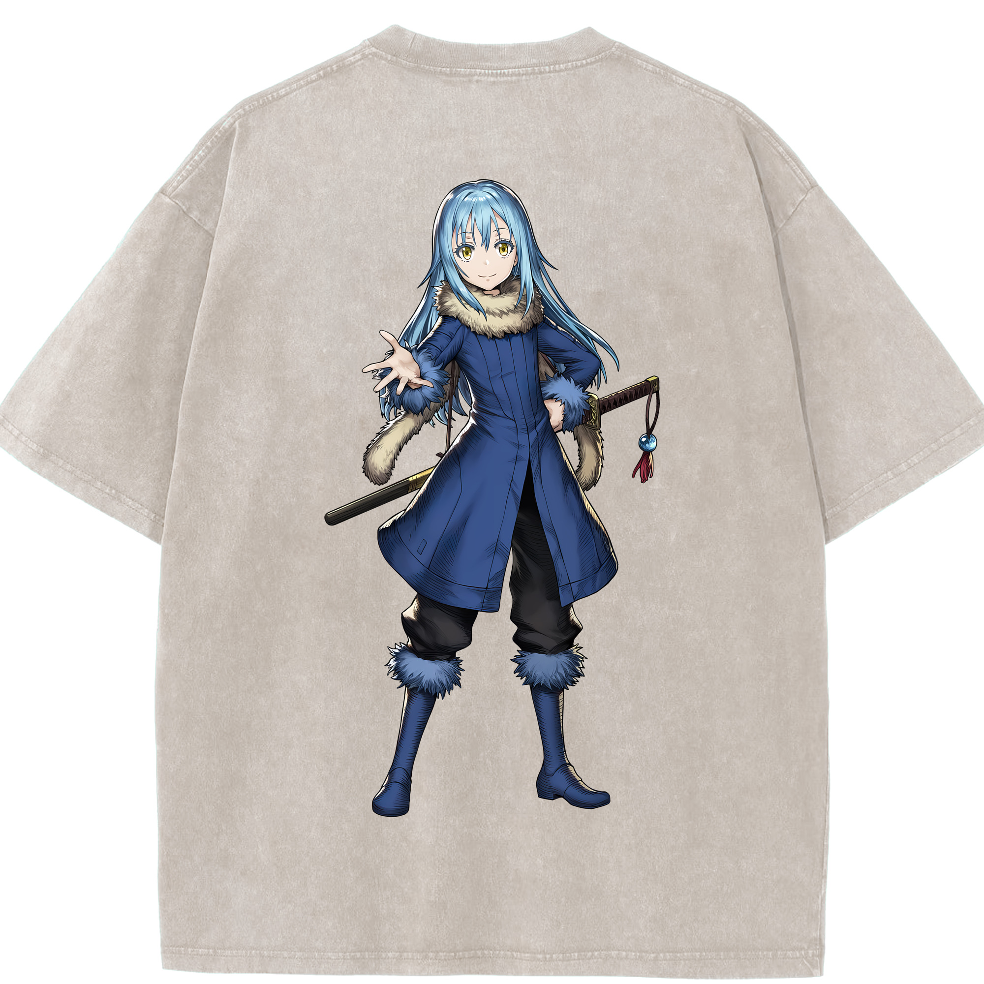 （画像用） 転スラ Regarding Reincarnated to Slime 綿100% ヴィンテージ風 半袖Tシャツ（背面プリント）