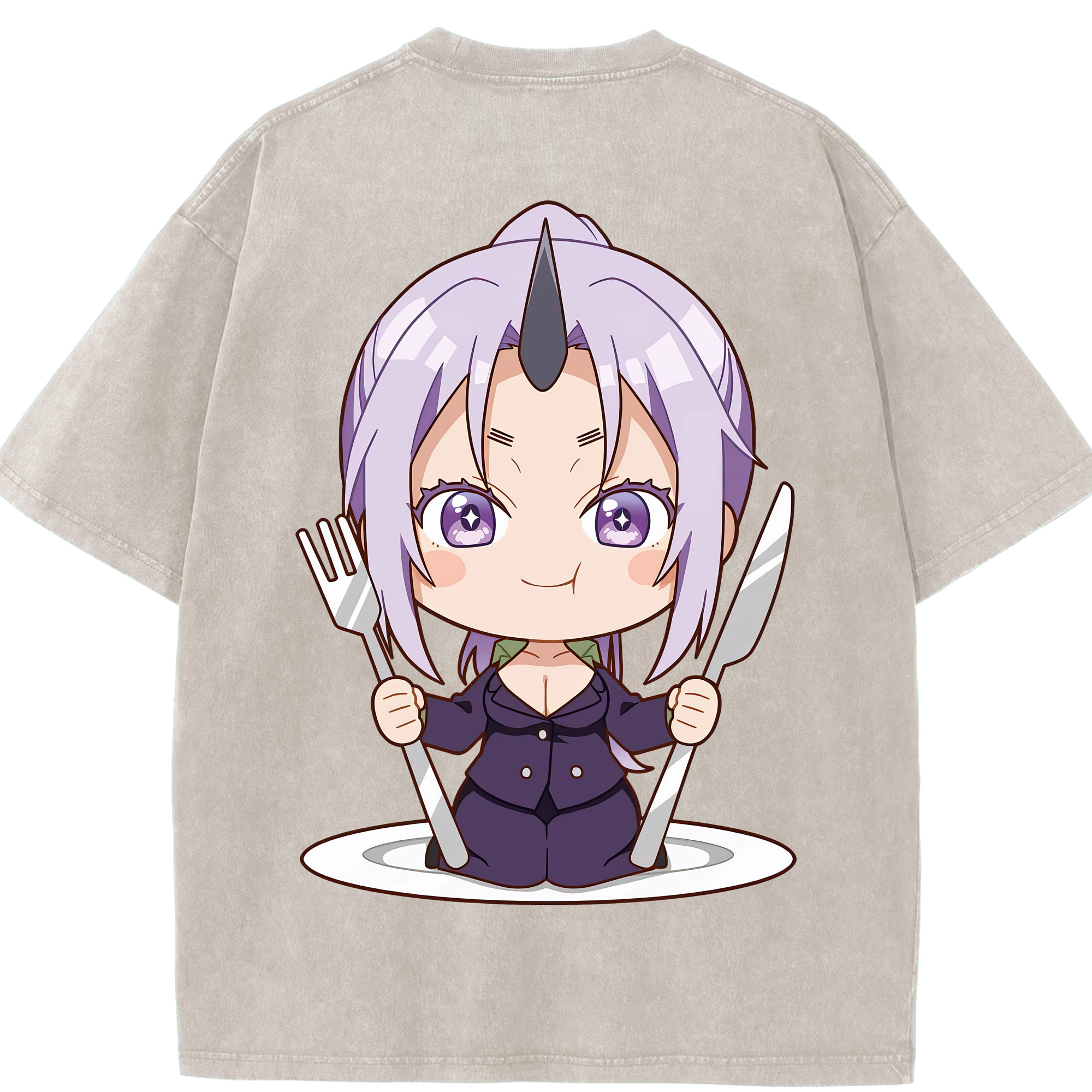 （画像用） 転スラ Regarding Reincarnated to Slime 綿100% ヴィンテージ風 半袖Tシャツ（背面プリント）