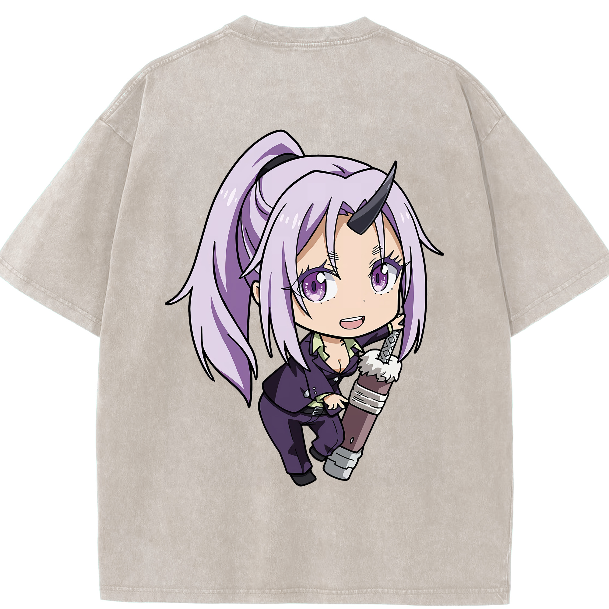 （画像用） 転スラ Regarding Reincarnated to Slime 綿100% ヴィンテージ風 半袖Tシャツ（背面プリント）