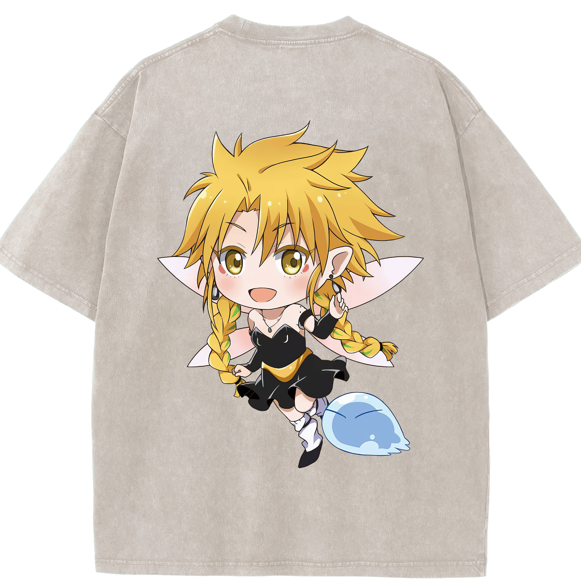 （画像用） 転スラ Regarding Reincarnated to Slime 綿100% ヴィンテージ風 半袖Tシャツ（背面プリント）