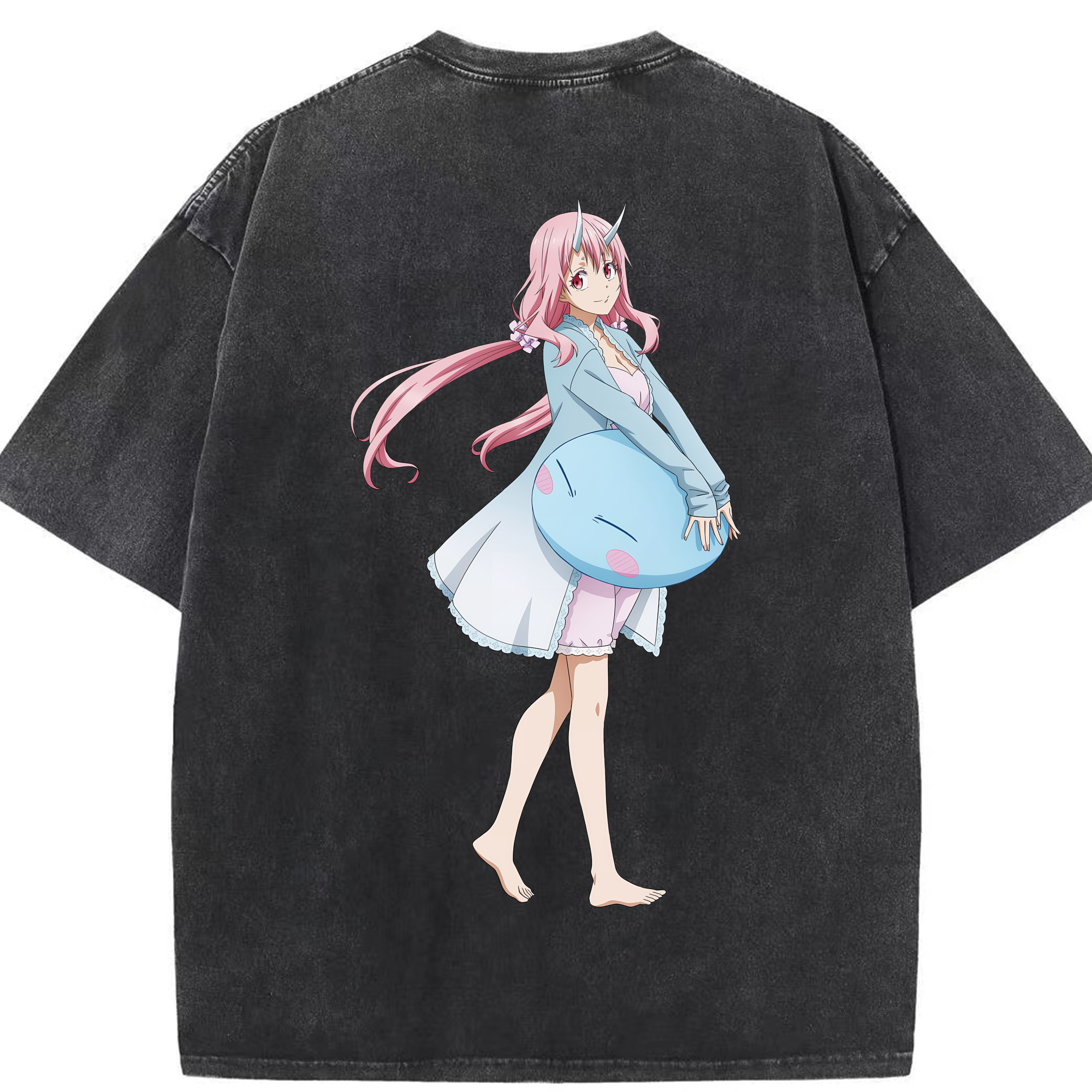 （画像用） 転スラ Regarding Reincarnated to Slime 綿100% ヴィンテージ風 半袖Tシャツ（背面プリント）