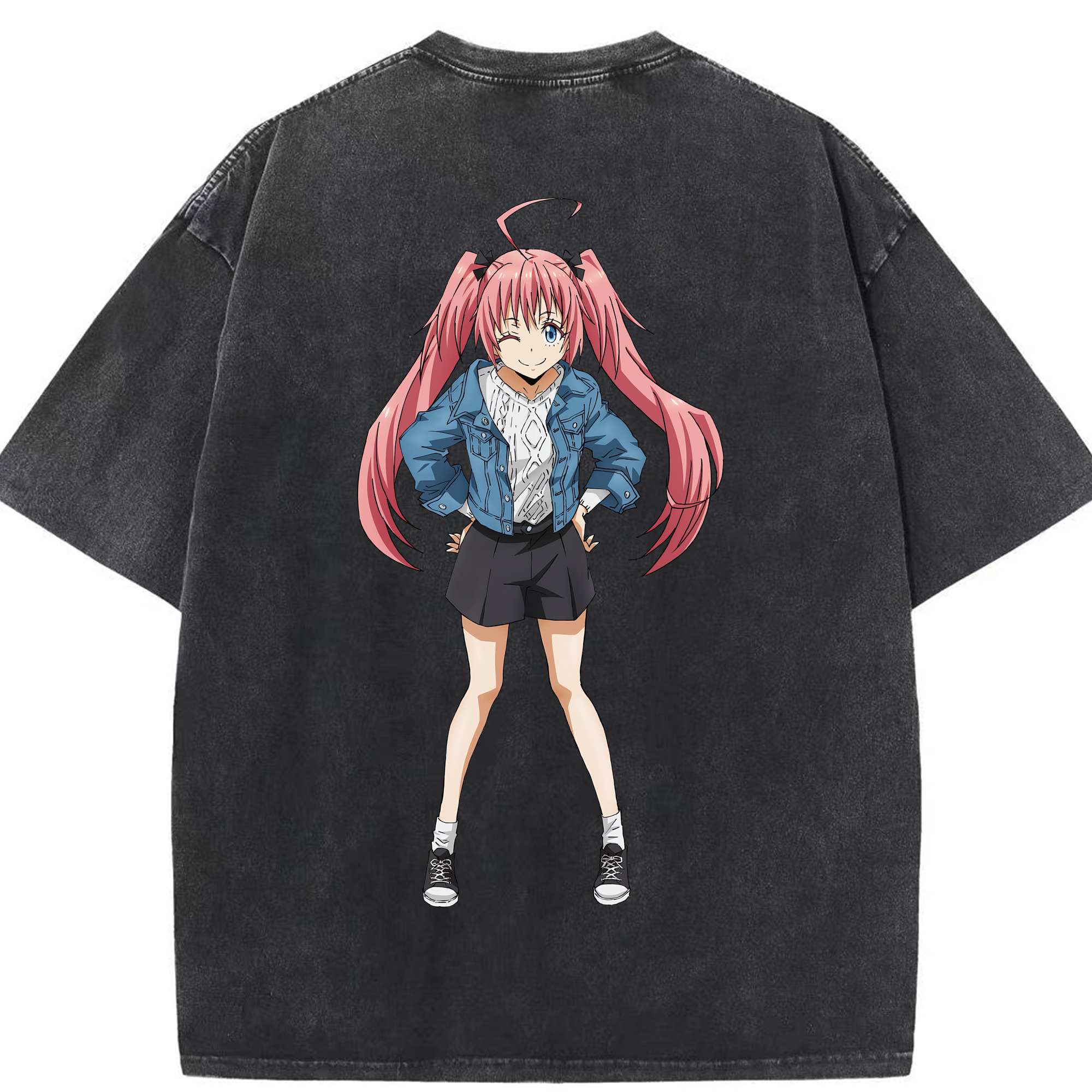 （画像用） 転スラ Regarding Reincarnated to Slime 綿100% ヴィンテージ風 半袖Tシャツ（背面プリント）