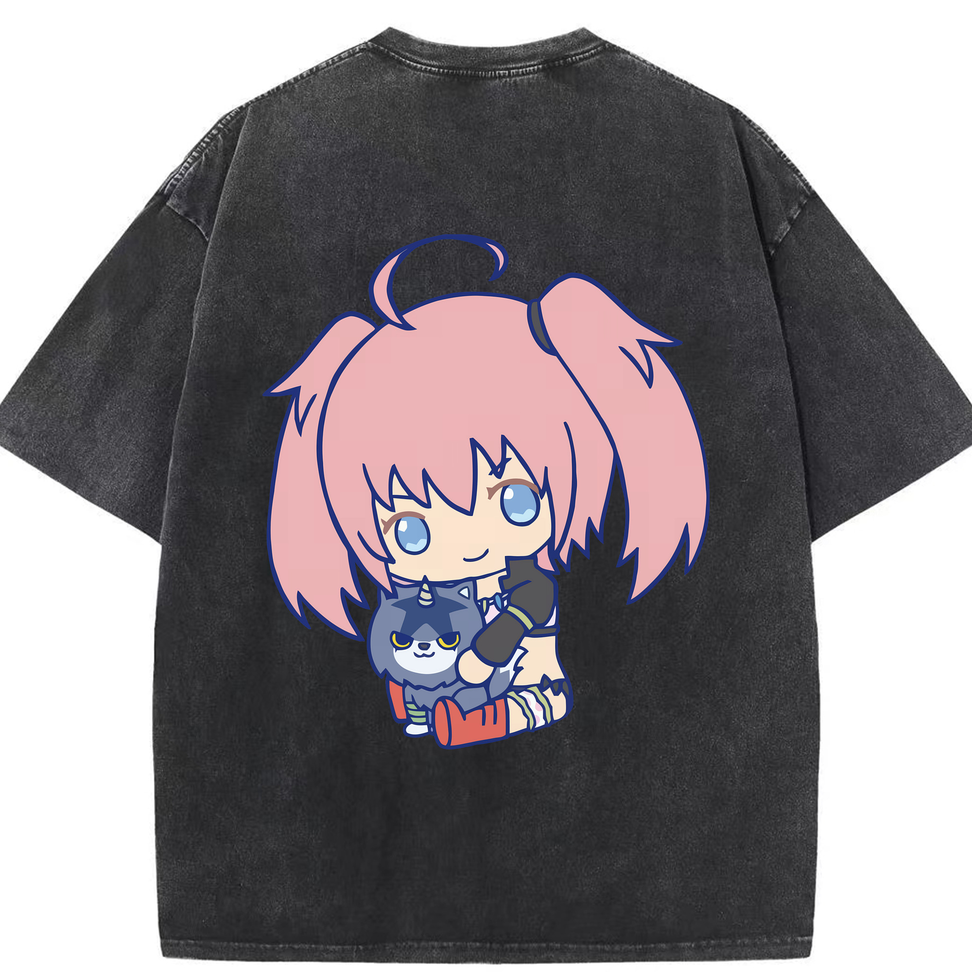 （画像用） 転スラ Regarding Reincarnated to Slime 綿100% ヴィンテージ風 半袖Tシャツ（背面プリント）