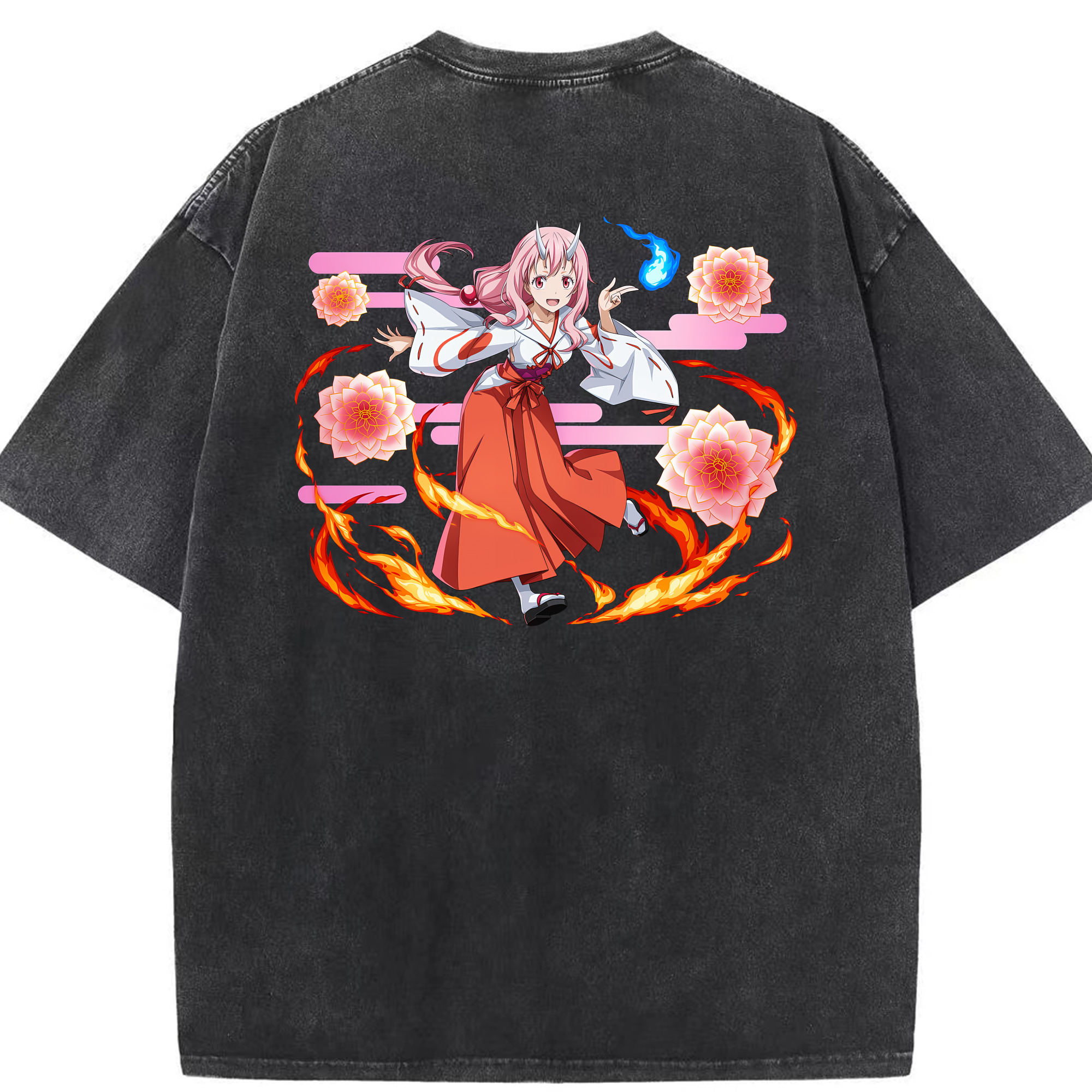 （画像用） 転スラ Regarding Reincarnated to Slime 綿100% ヴィンテージ風 半袖Tシャツ（背面プリント）