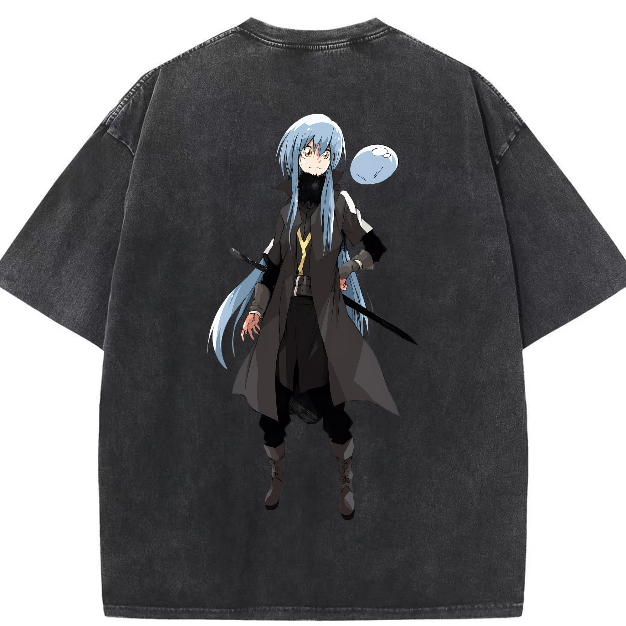 （画像用） 転スラ Regarding Reincarnated to Slime 綿100% ヴィンテージ風 半袖Tシャツ（背面プリント）