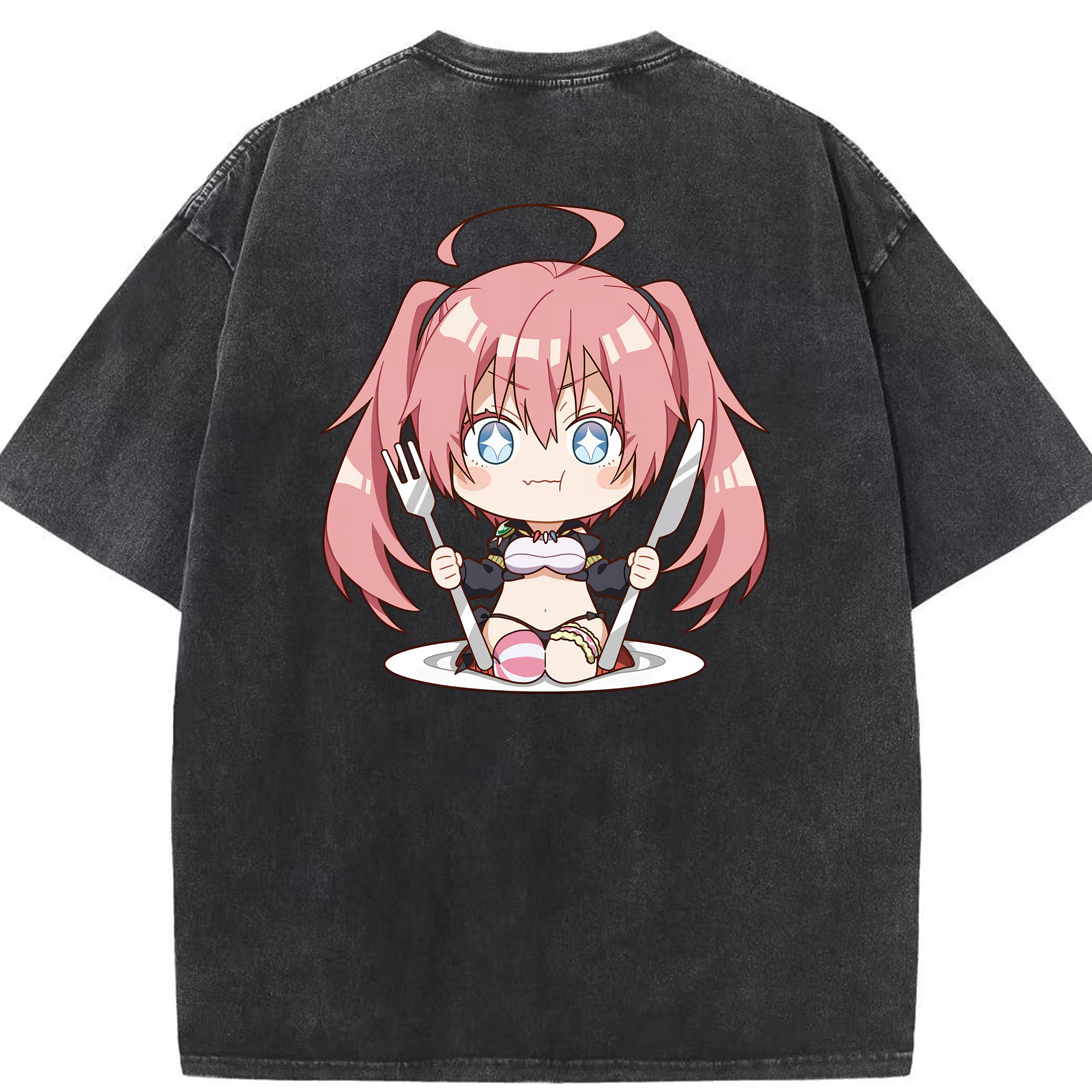 （画像用） 転スラ Regarding Reincarnated to Slime 綿100% ヴィンテージ風 半袖Tシャツ（背面プリント）