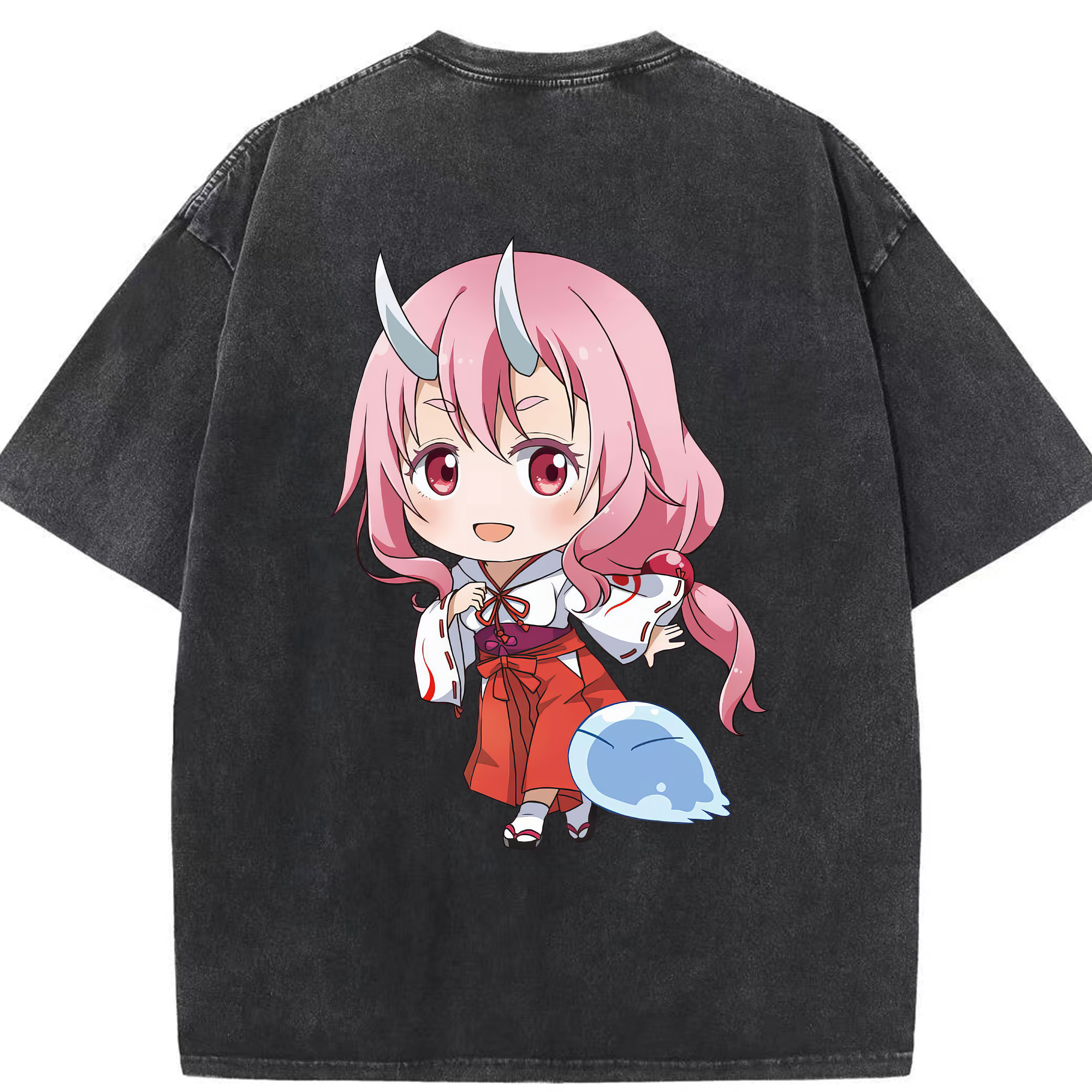 （画像用） 転スラ Regarding Reincarnated to Slime 綿100% ヴィンテージ風 半袖Tシャツ（背面プリント）