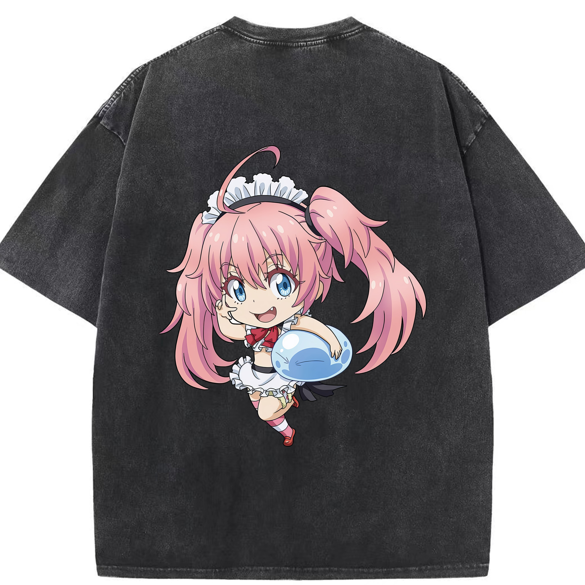 （画像用） 転スラ Regarding Reincarnated to Slime 綿100% ヴィンテージ風 半袖Tシャツ（背面プリント）