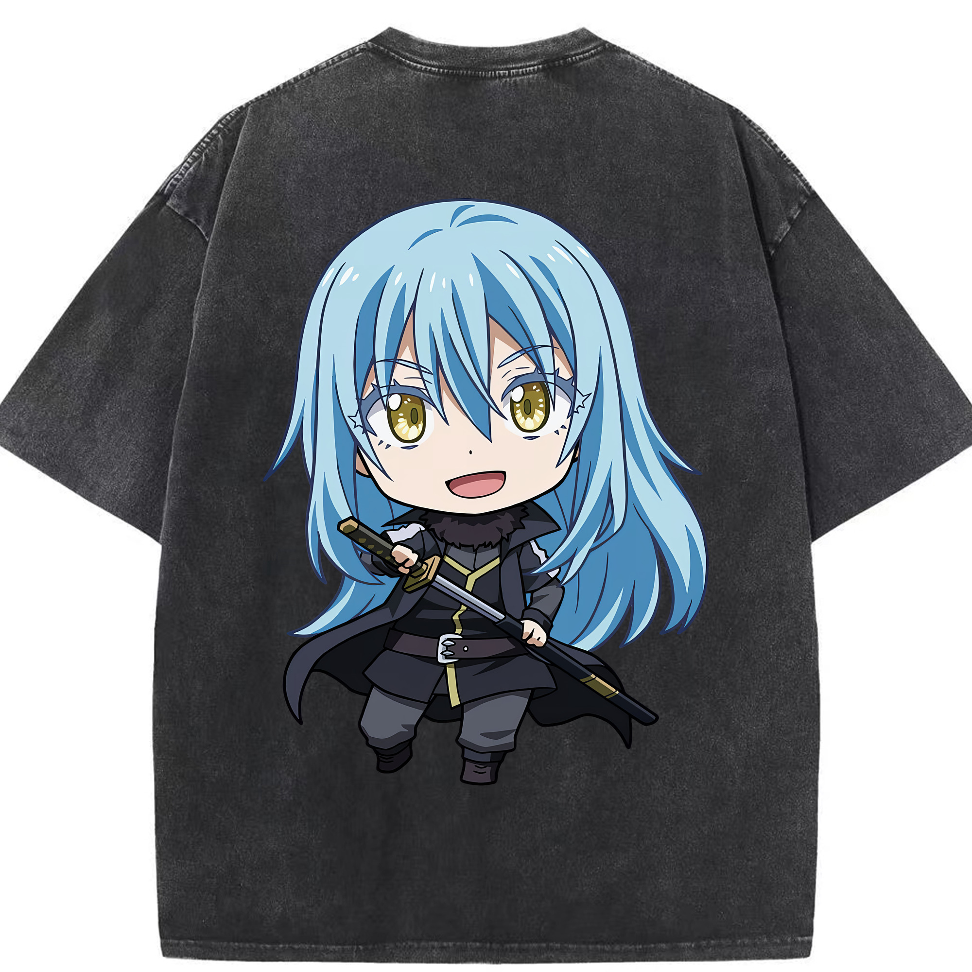 （画像用） 転スラ Regarding Reincarnated to Slime 綿100% ヴィンテージ風 半袖Tシャツ（背面プリント）