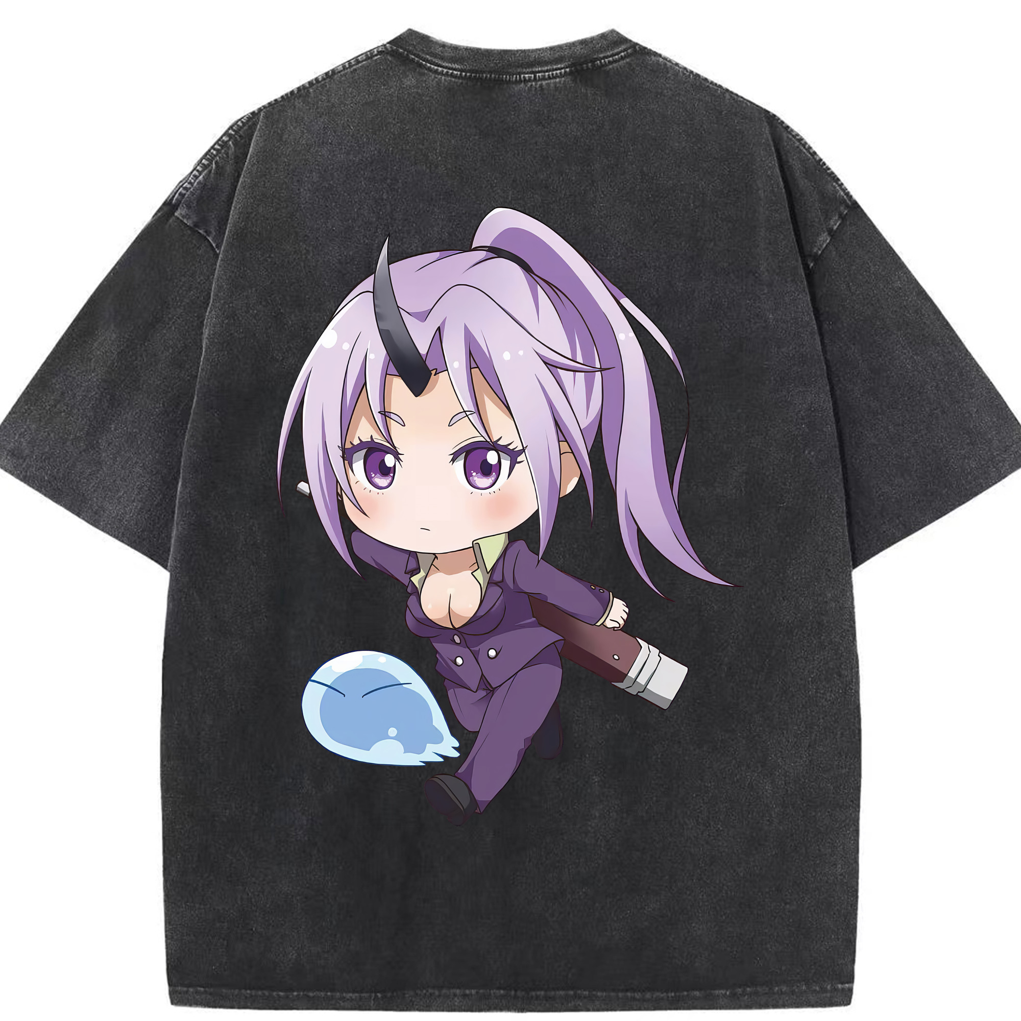 （画像用） 転スラ Regarding Reincarnated to Slime 綿100% ヴィンテージ風 半袖Tシャツ（背面プリント）