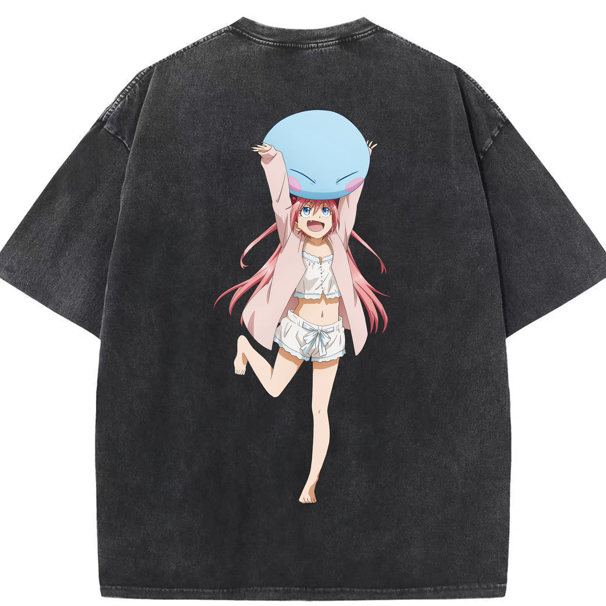 （画像用） 転スラ Regarding Reincarnated to Slime 綿100% ヴィンテージ風 半袖Tシャツ（背面プリント）