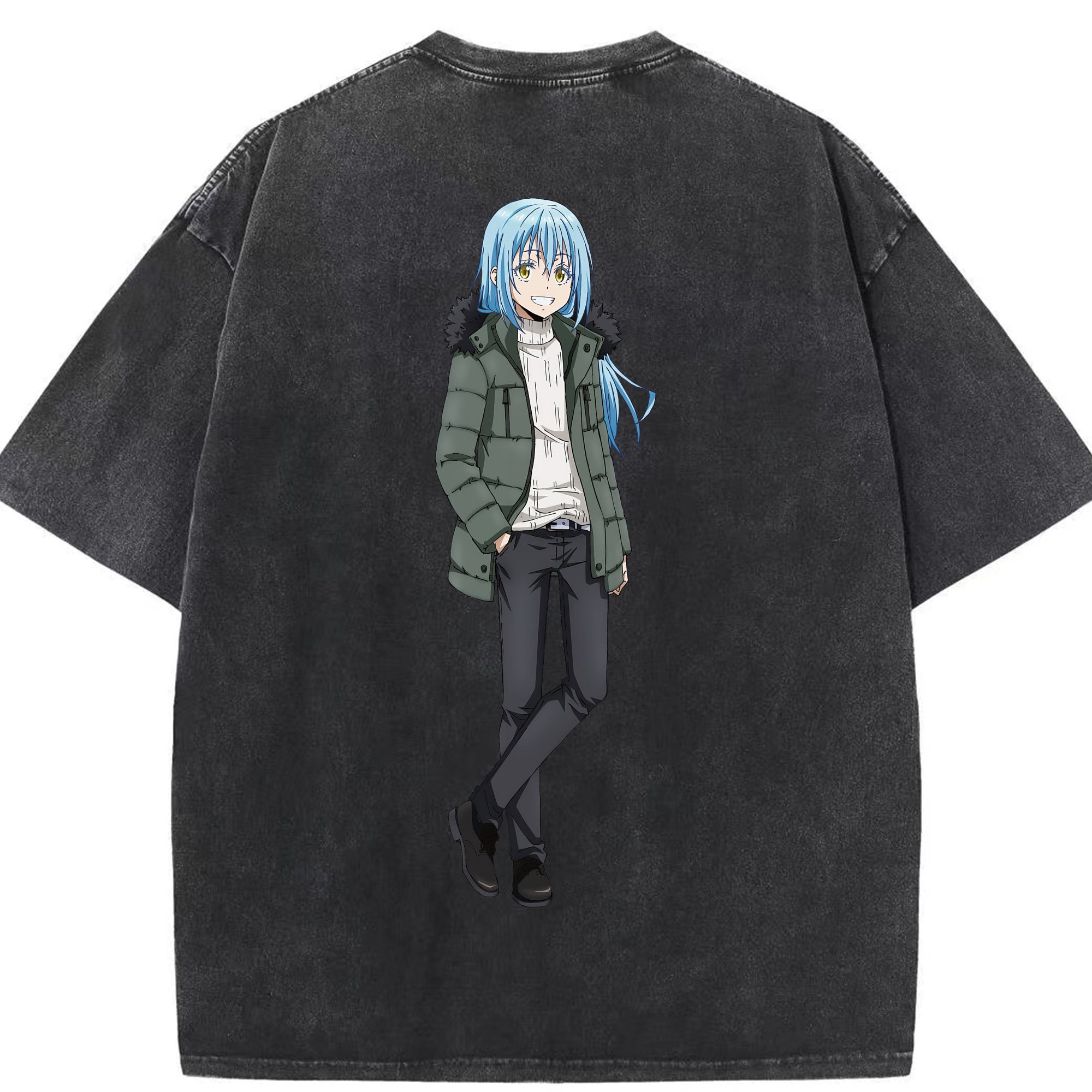 （画像用） 転スラ Regarding Reincarnated to Slime 綿100% ヴィンテージ風 半袖Tシャツ（背面プリント）
