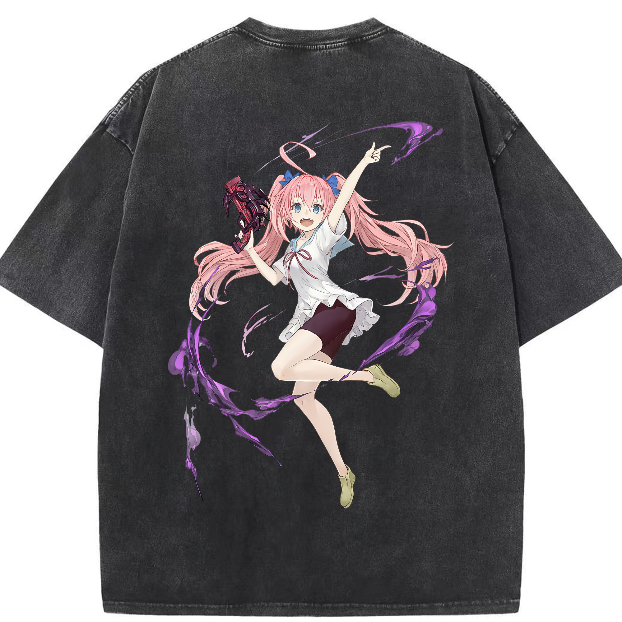 （画像用） 転スラ Regarding Reincarnated to Slime 綿100% ヴィンテージ風 半袖Tシャツ（背面プリント）