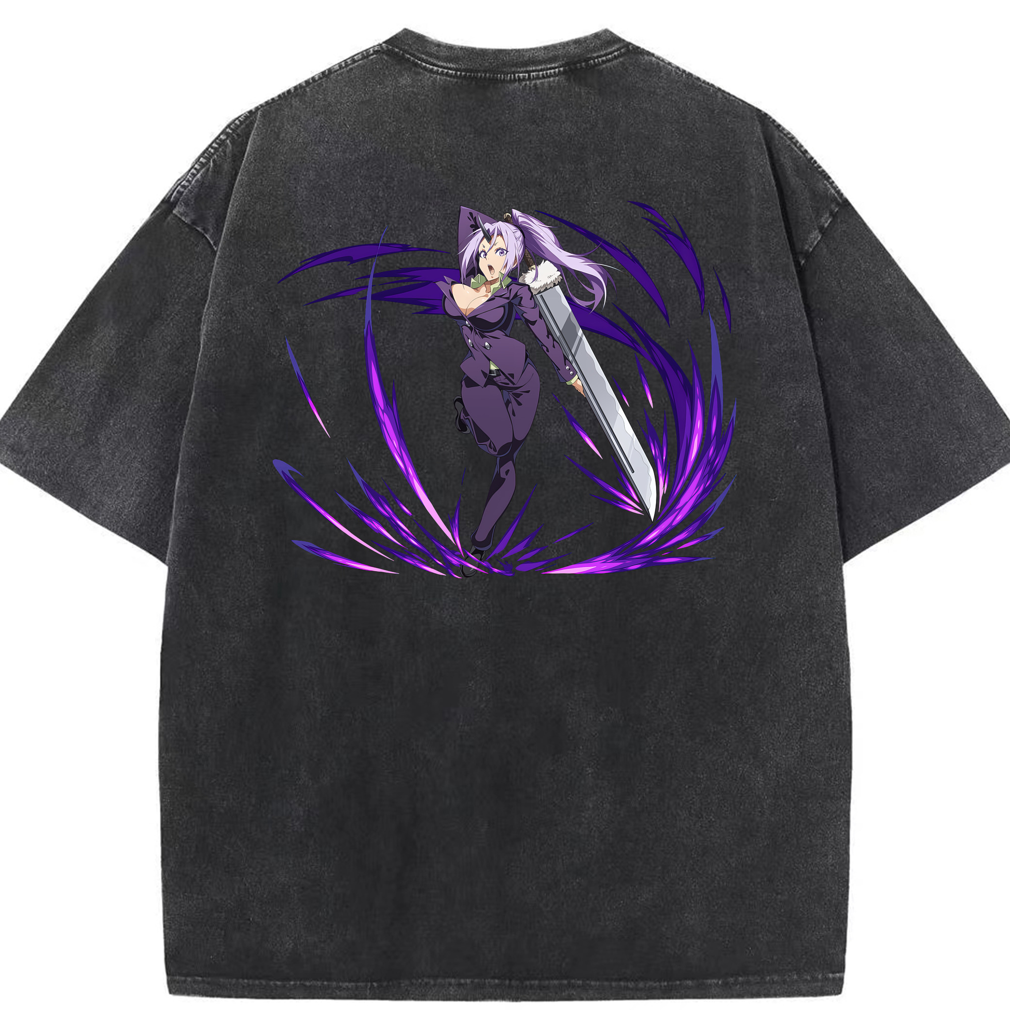 （画像用） 転スラ Regarding Reincarnated to Slime 綿100% ヴィンテージ風 半袖Tシャツ（背面プリント）