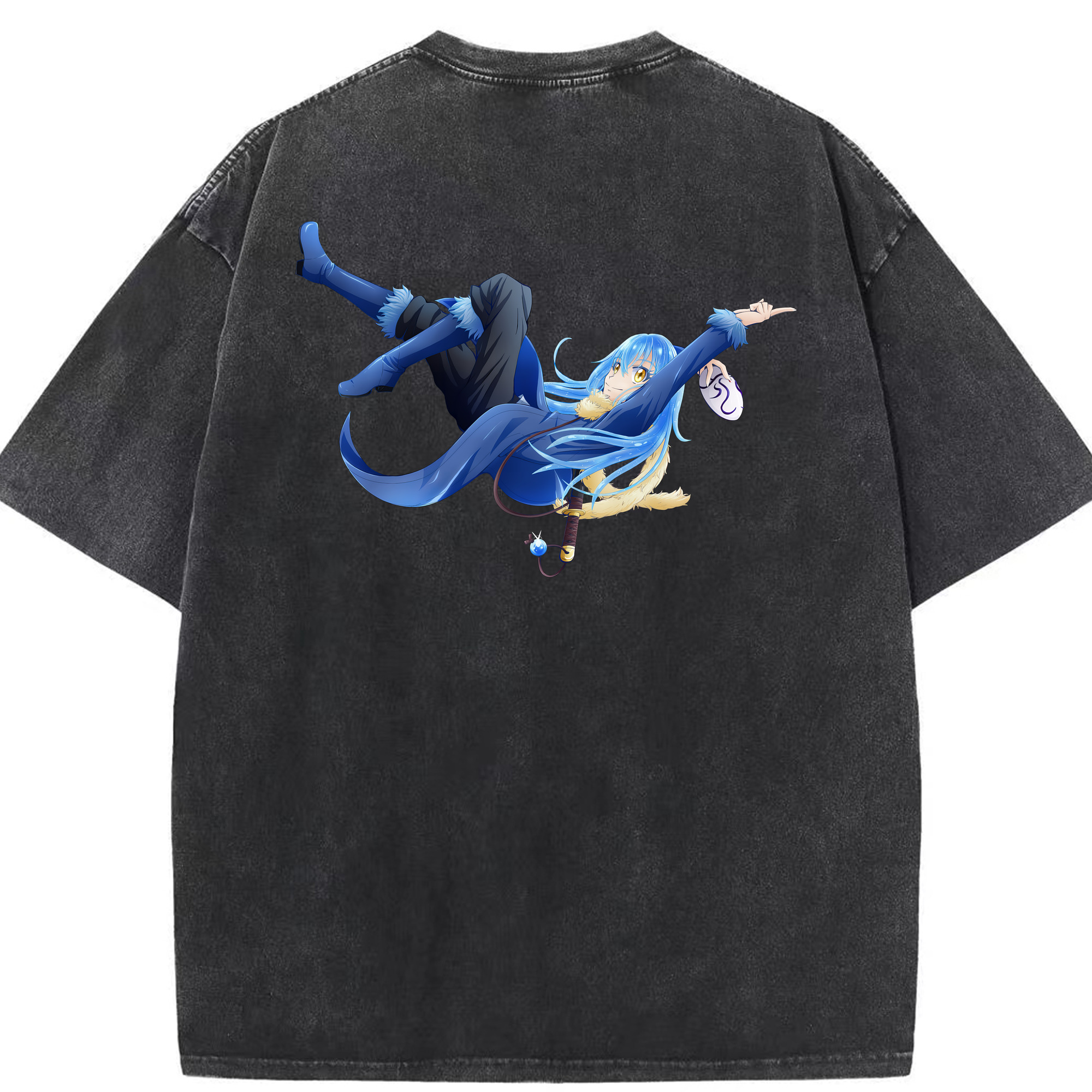 （画像用） 転スラ Regarding Reincarnated to Slime 綿100% ヴィンテージ風 半袖Tシャツ（背面プリント）