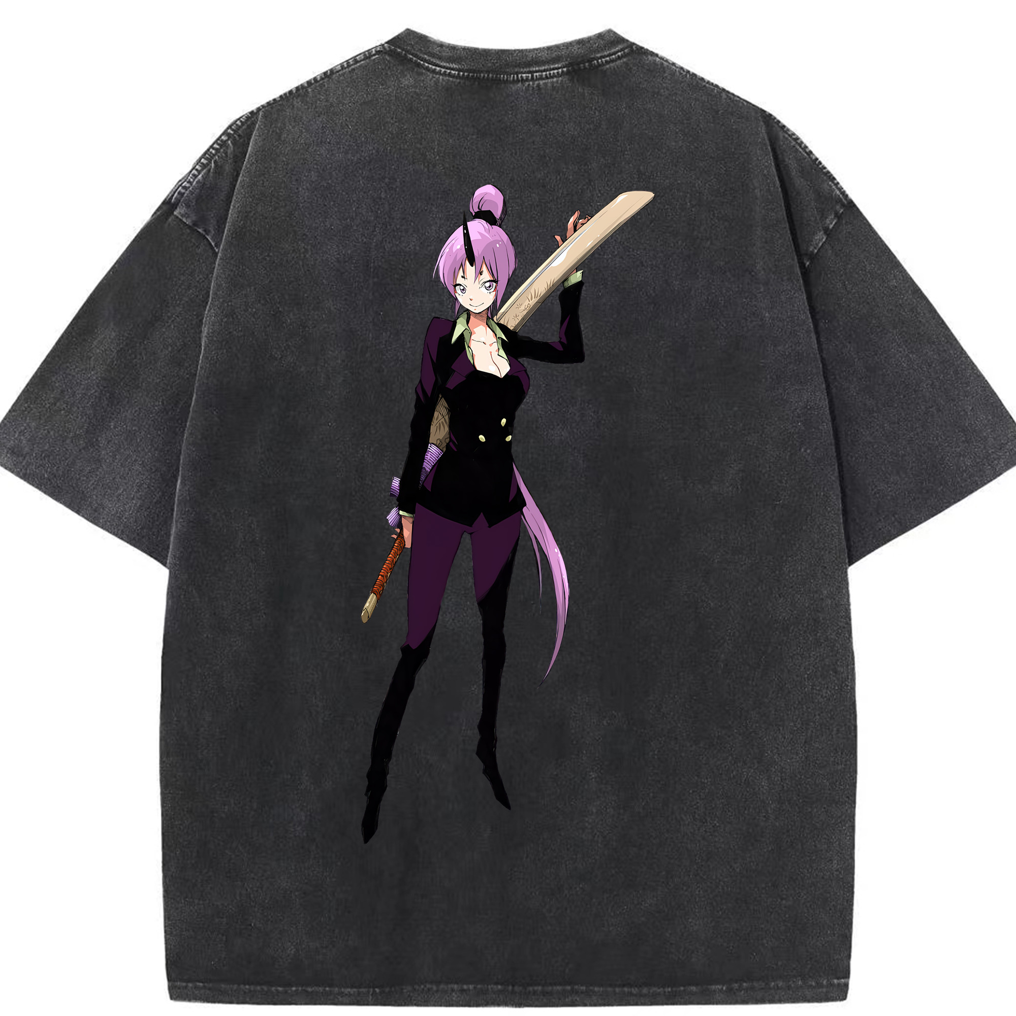 （画像用） 転スラ Regarding Reincarnated to Slime 綿100% ヴィンテージ風 半袖Tシャツ（背面プリント）