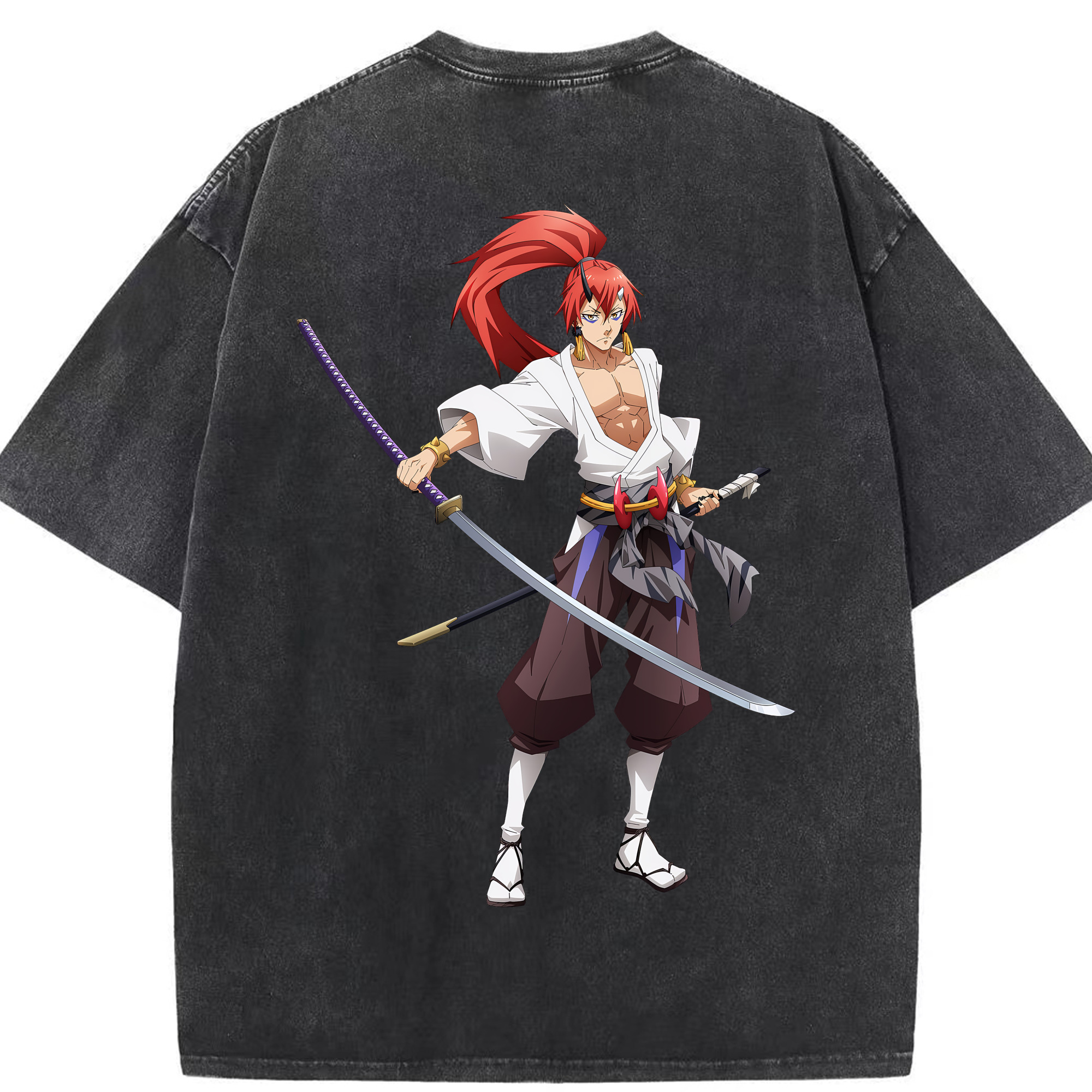 （画像用） 転スラ Regarding Reincarnated to Slime 綿100% ヴィンテージ風 半袖Tシャツ（背面プリント）