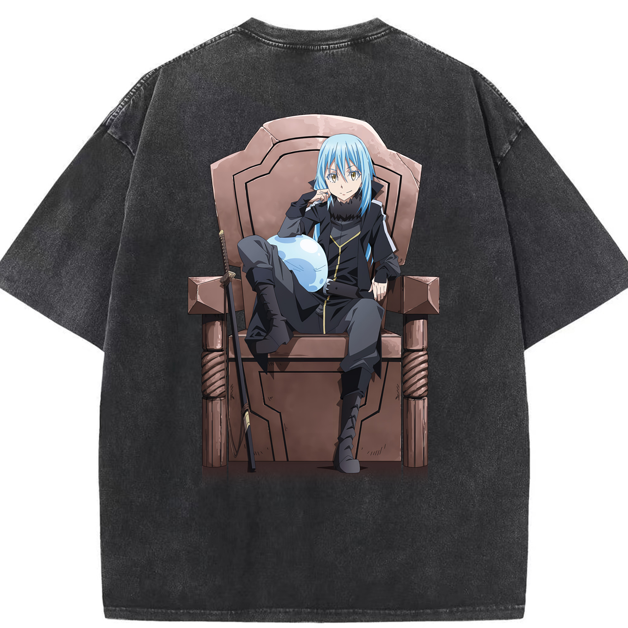 （画像用） 転スラ Regarding Reincarnated to Slime 綿100% ヴィンテージ風 半袖Tシャツ（背面プリント）