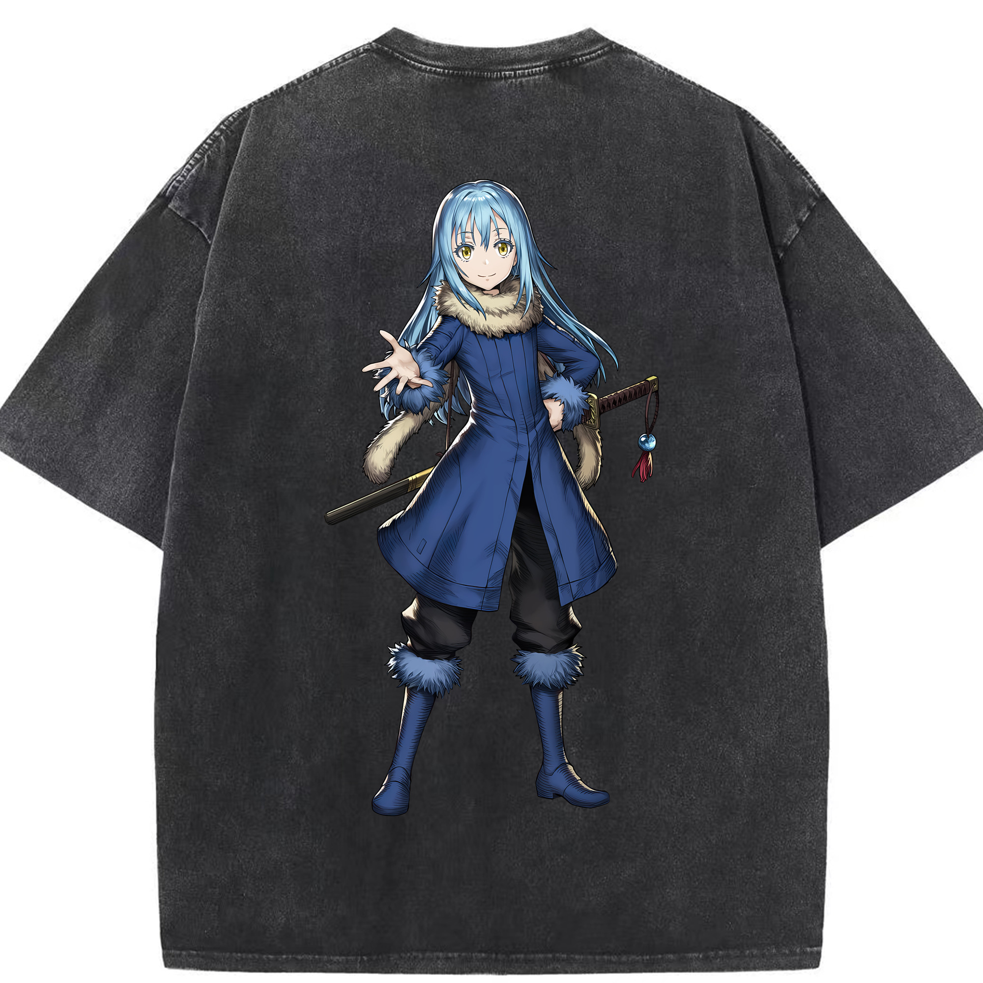 （画像用） 転スラ Regarding Reincarnated to Slime 綿100% ヴィンテージ風 半袖Tシャツ（背面プリント）