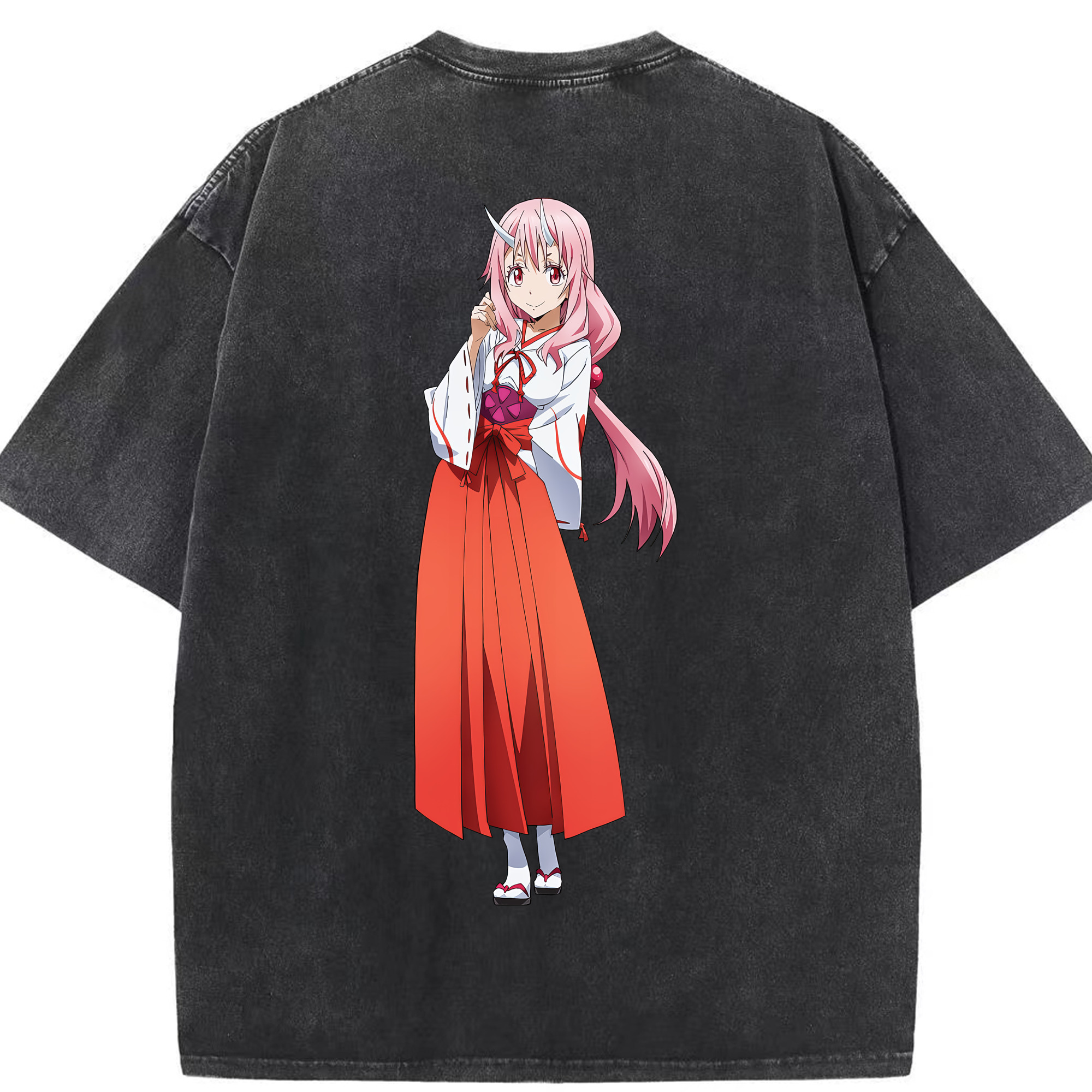（画像用） 転スラ Regarding Reincarnated to Slime 綿100% ヴィンテージ風 半袖Tシャツ（背面プリント）