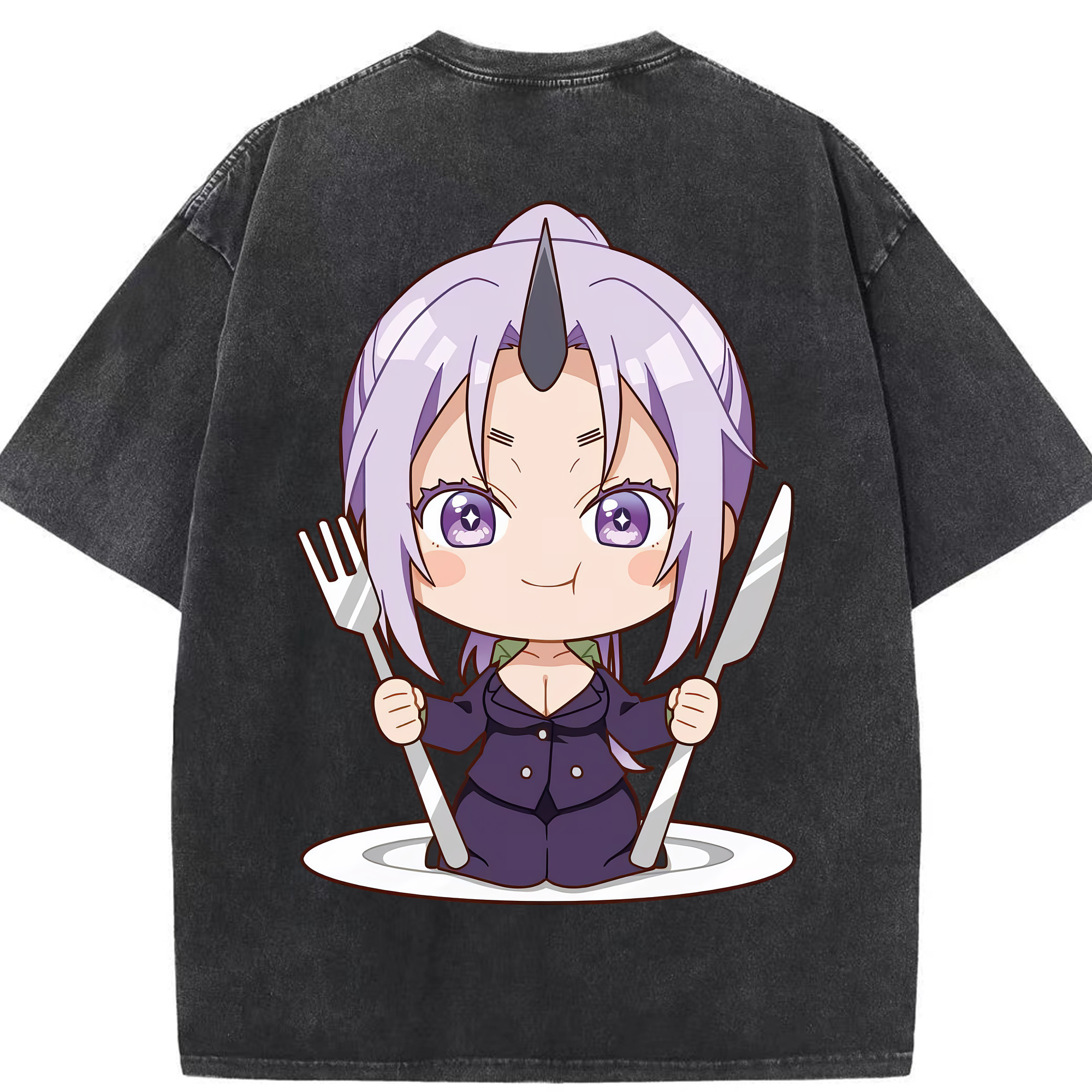 （画像用） 転スラ Regarding Reincarnated to Slime 綿100% ヴィンテージ風 半袖Tシャツ（背面プリント）