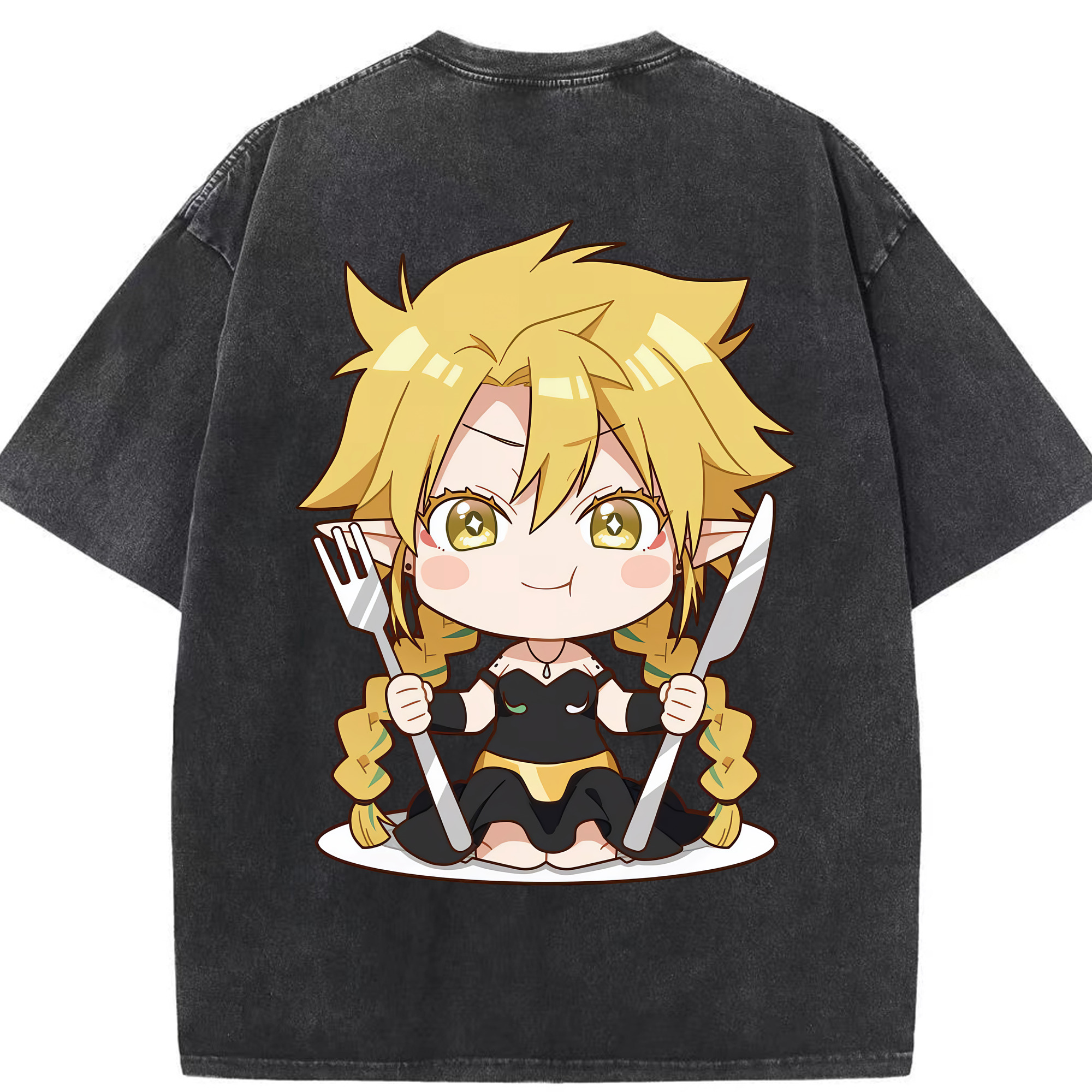 （画像用） 転スラ Regarding Reincarnated to Slime 綿100% ヴィンテージ風 半袖Tシャツ（背面プリント）